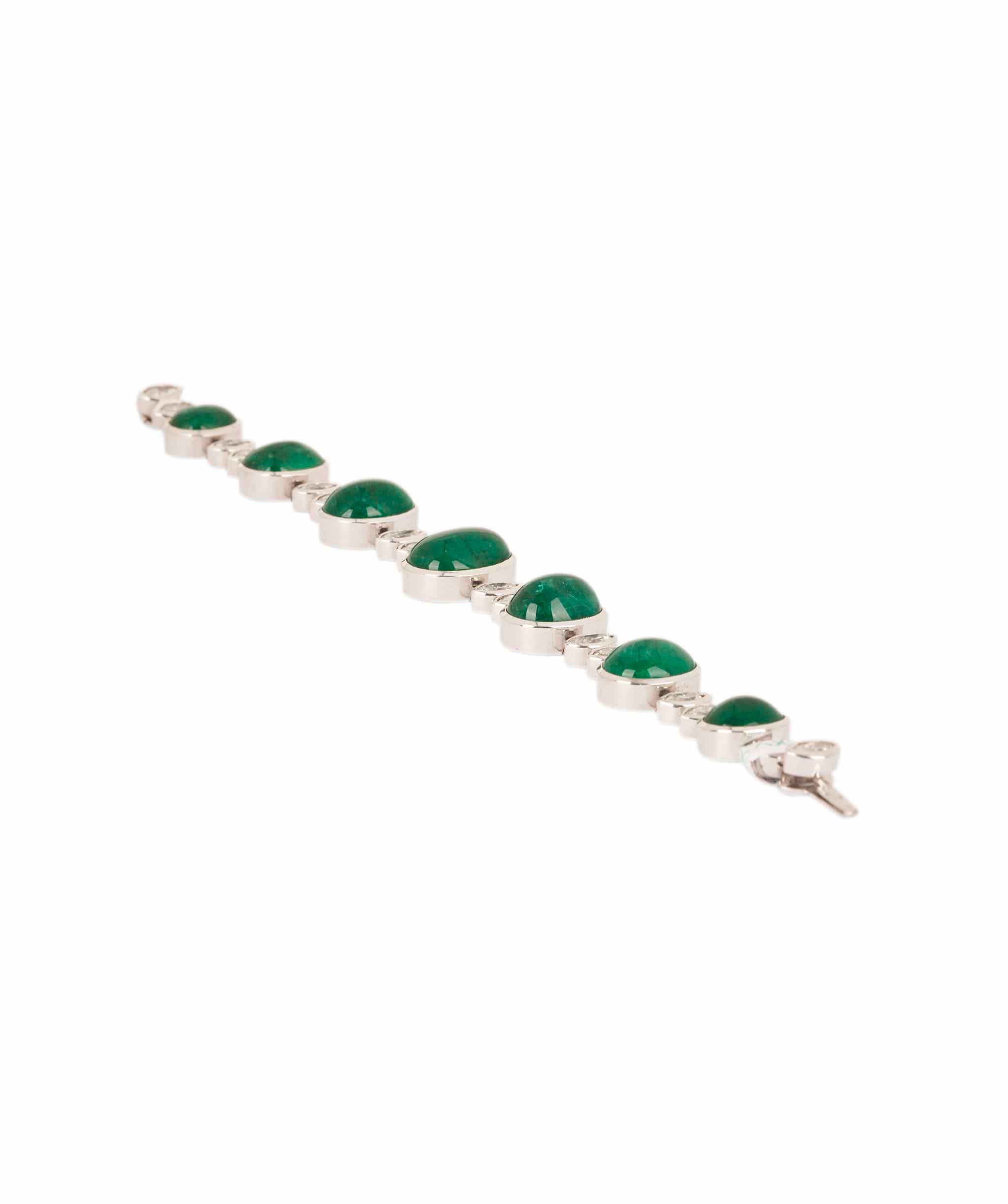 Luxury Promise Cabochon Emerald and Diamond Bracelet WA24965