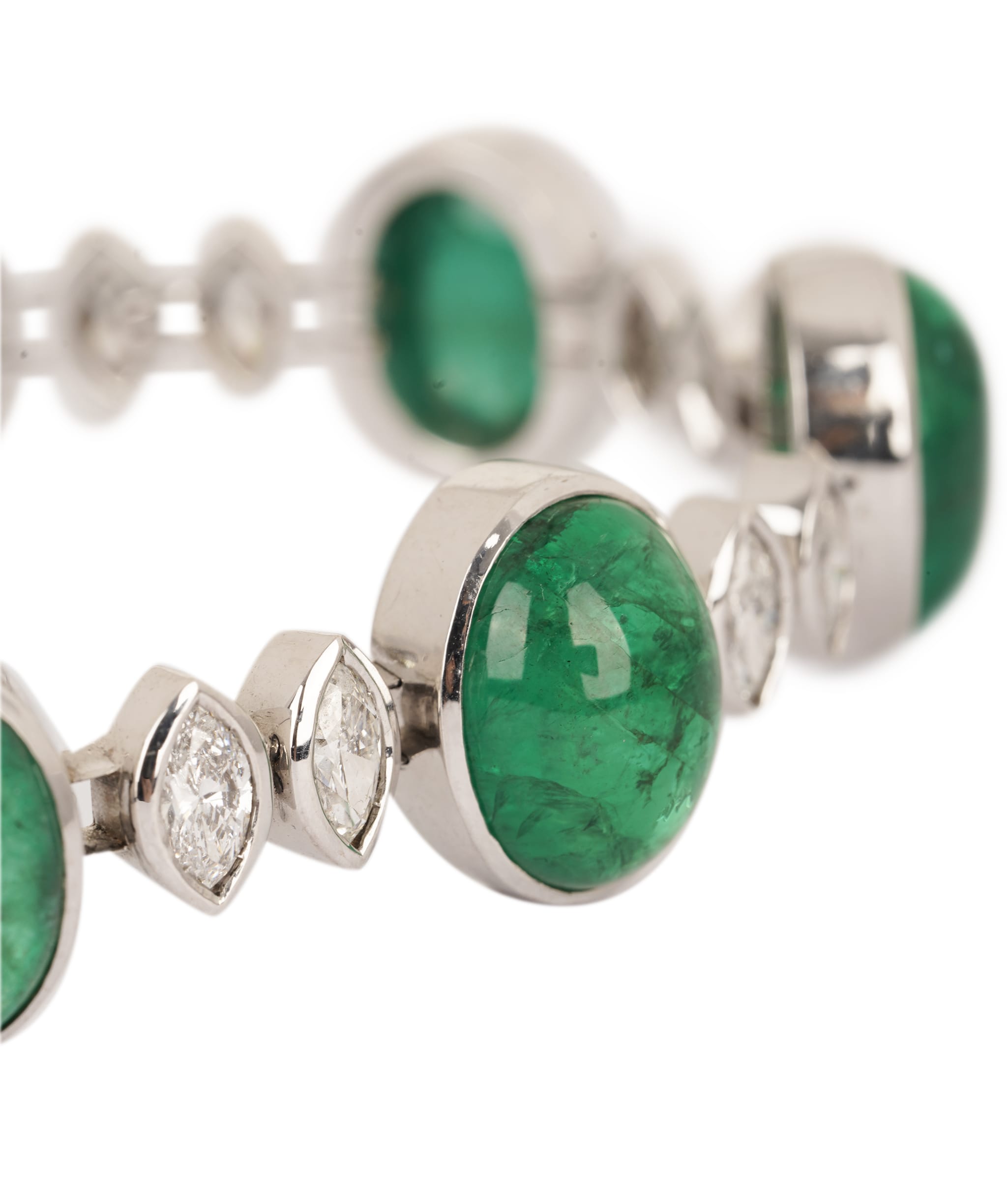 Luxury Promise Cabochon Emerald and Diamond Bracelet WA24965