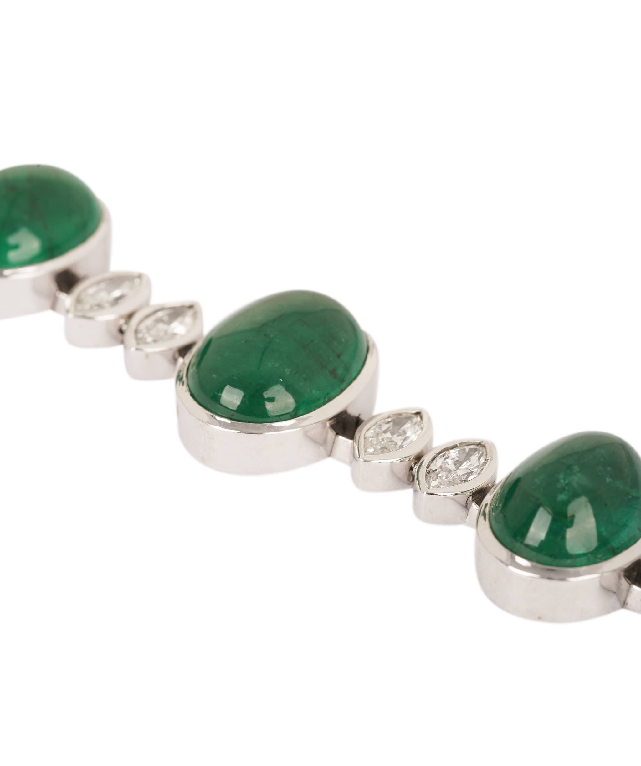 Luxury Promise Cabochon Emerald and Diamond Bracelet WA24965