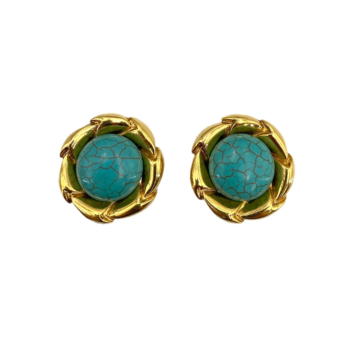 LUXURY PROMISE CHANEL VINTAGE EARRINGS TURQUOISE ACCESSORY 93A 90250474