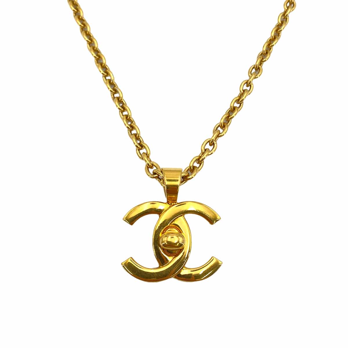 LUXURY PROMISE CHANEL VINTAGE NECKLACE COCOMARK TURN LOCK ACCESSORY 96A 90250306