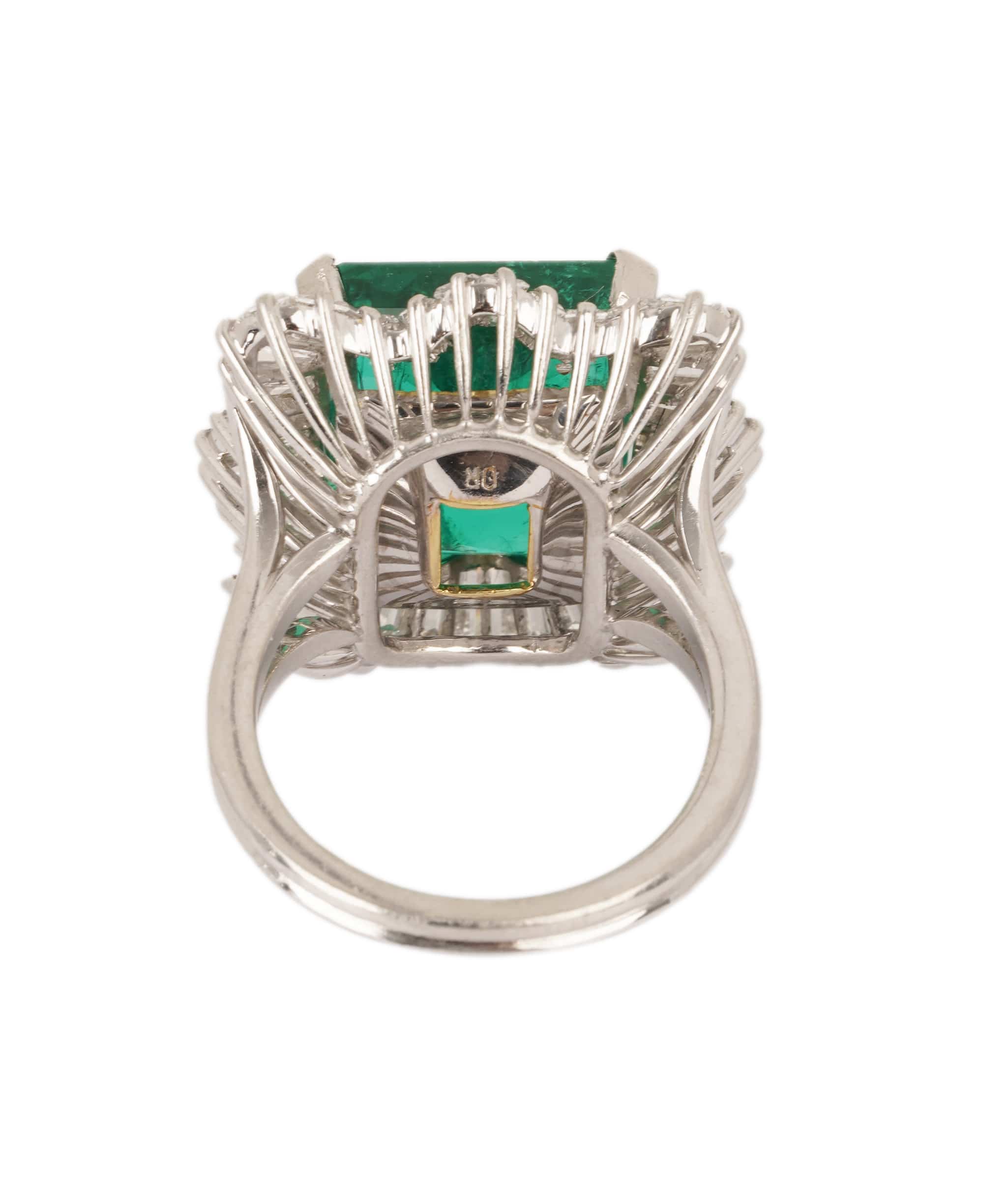 Luxury Promise Colombian Emerald & Baguette Diamond Cluster Ring WA25028