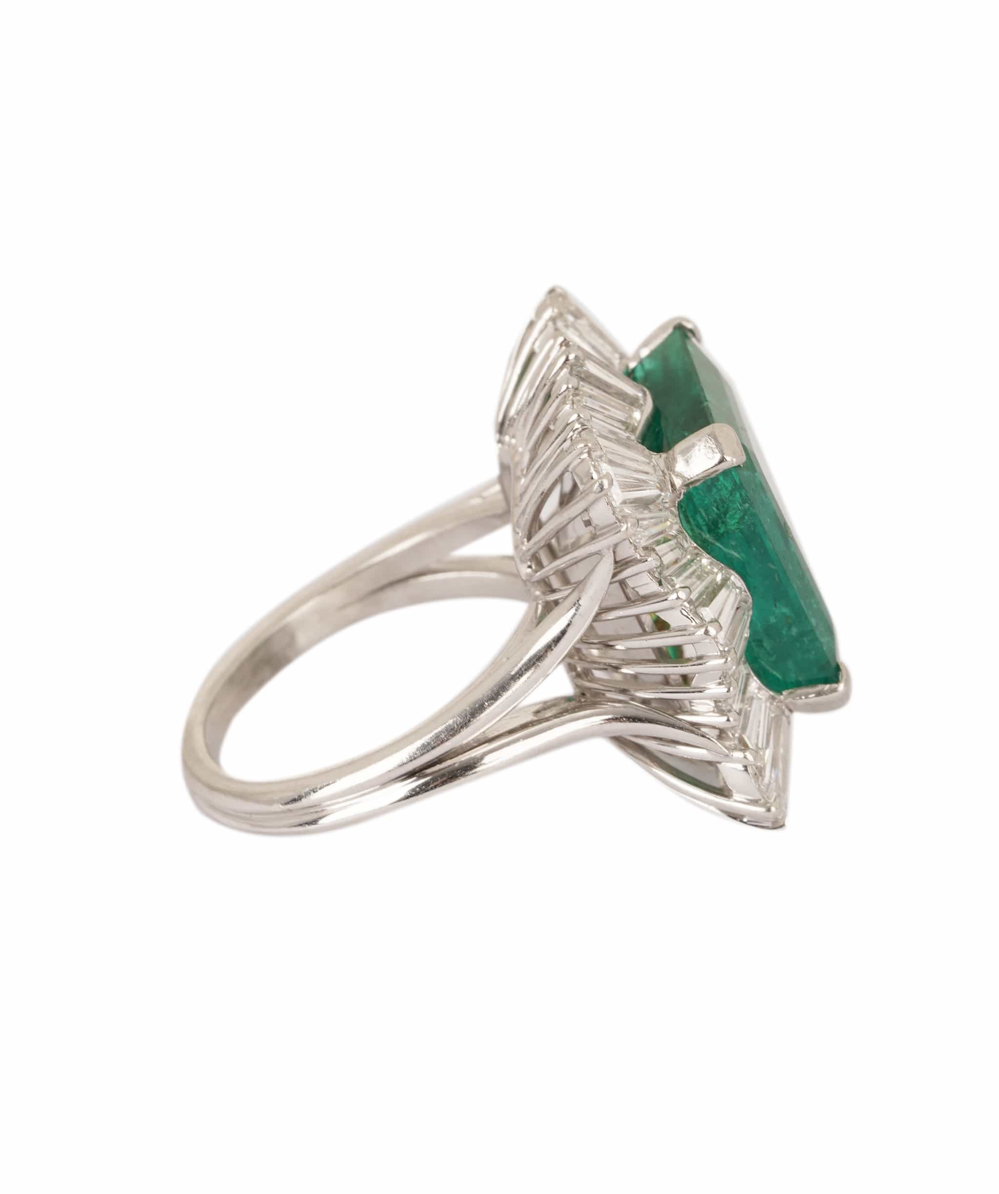 Luxury Promise Colombian Emerald & Baguette Diamond Cluster Ring WA25028
