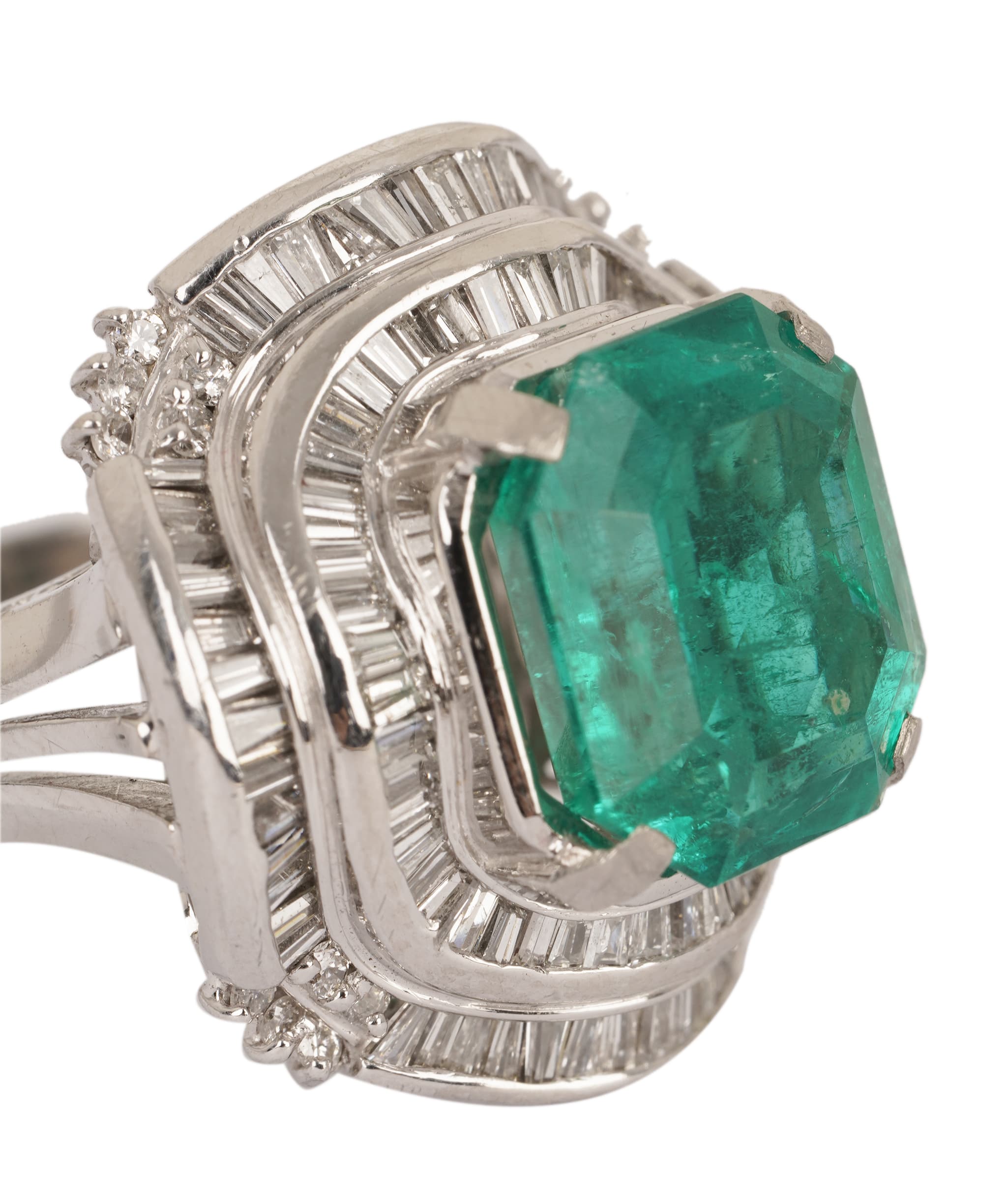 Luxury Promise Colombian Emerald & Diamond Cluster Ring WA25022