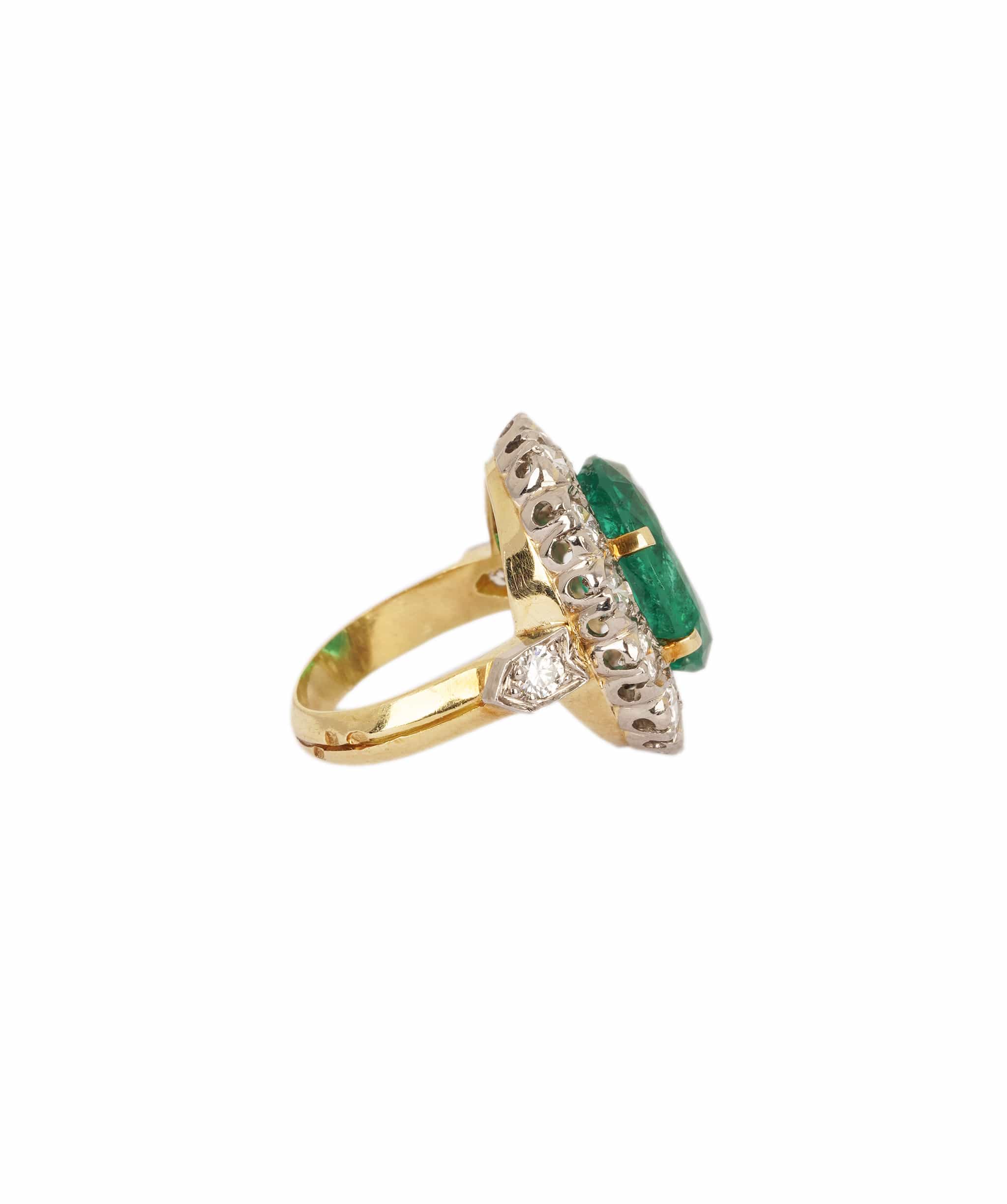 Luxury Promise Colombian Emerald & Diamond Cluster Ring WA25027