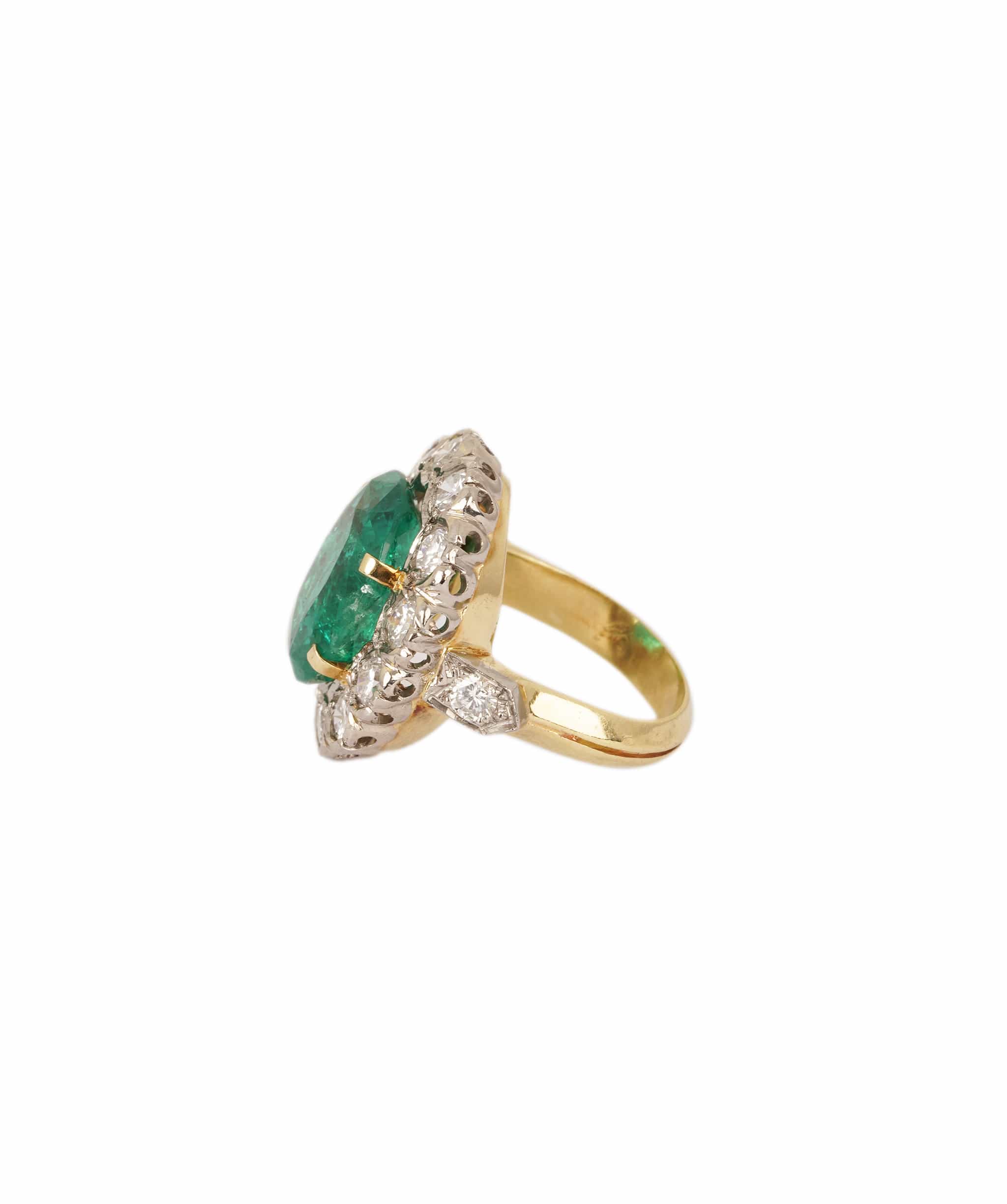 Luxury Promise Colombian Emerald & Diamond Cluster Ring WA25027