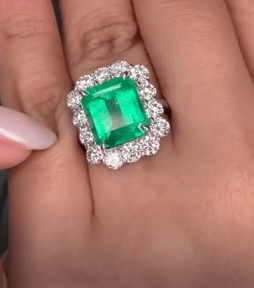 Luxury Promise Colombian Minor Oil Emerald Ring in Pt900 / E4.48ct, D1.90ct JM2588 JJC0301
