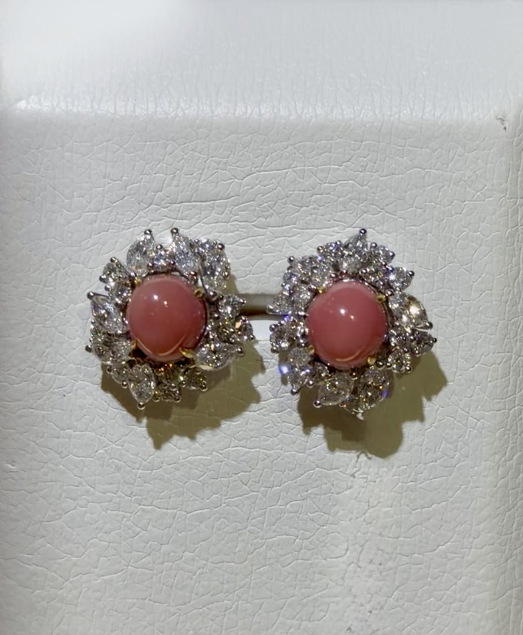Luxury Promise Conch Pearl Diamond Cluster Halo Studs CP4.75ct D2.00ct in 18K 5.27ct JJC9008
