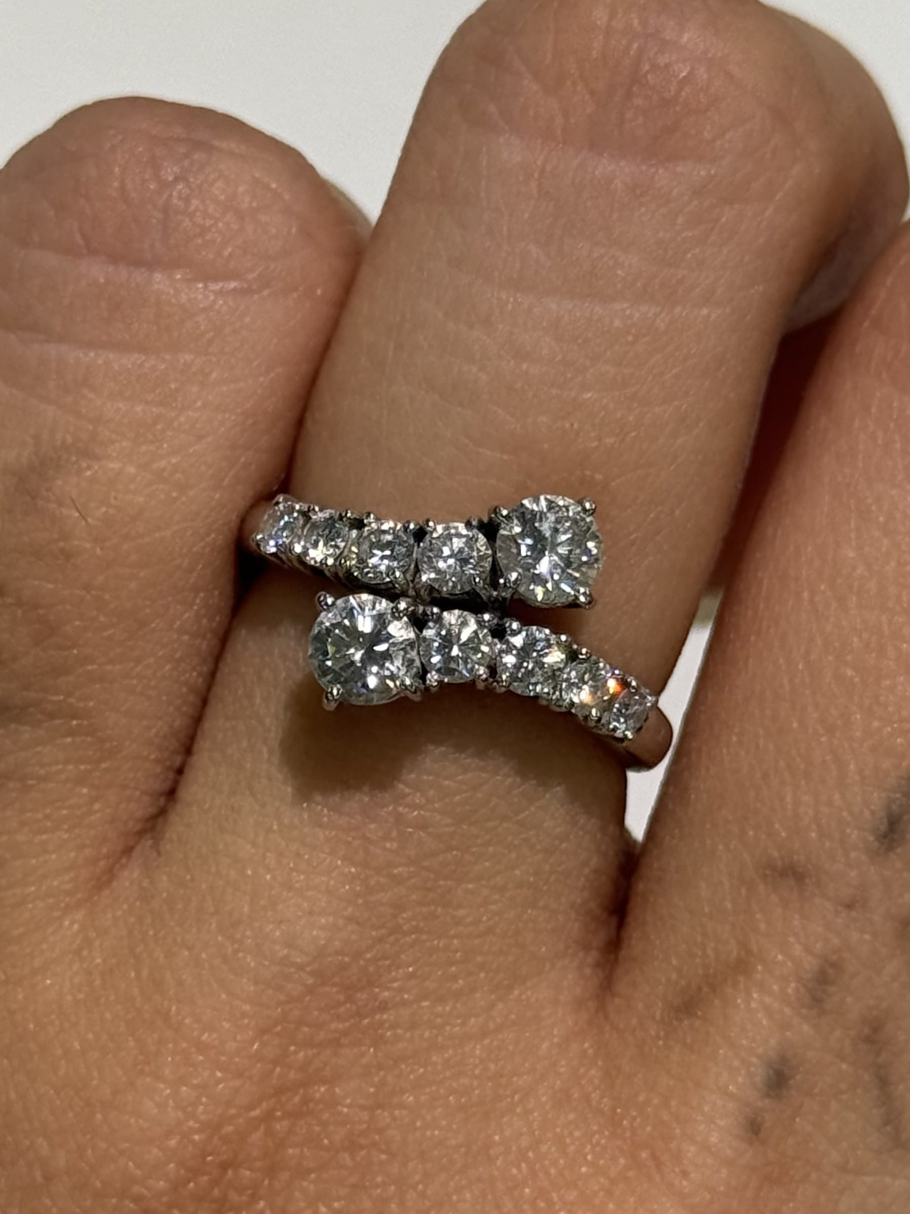 Luxury Promise Diamond Bypass Ring in PT900 / 4.70g, D1.07ct / Size 5.5 US 018652 JJC0016