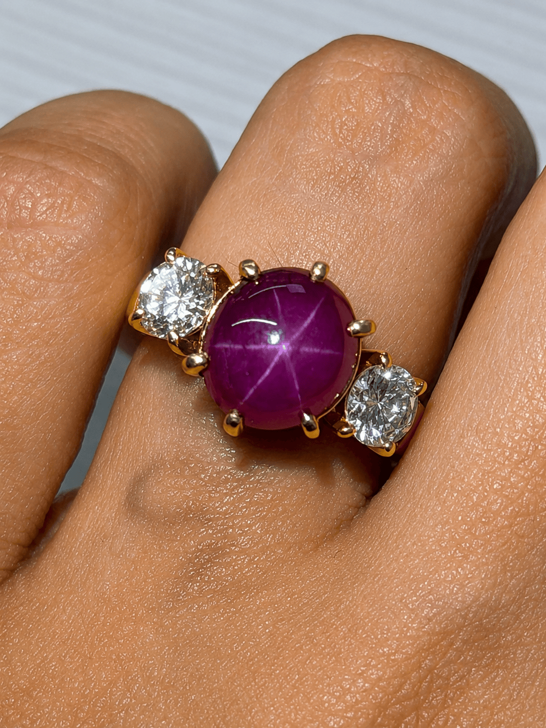 Luxury Promise Diamond Ruby No Heat Ring in K18 / R3.169ct / D0.44 211 JJC0903
