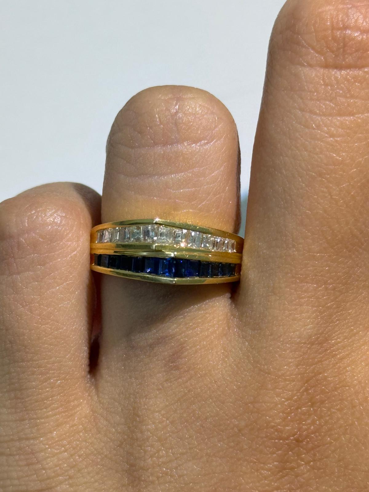 Luxury Promise Diamond + Sapphire Channel Band in 18K / 5.48g, S0.73ct, D0.57ct / Size 6.25 US 024480 JJC0052