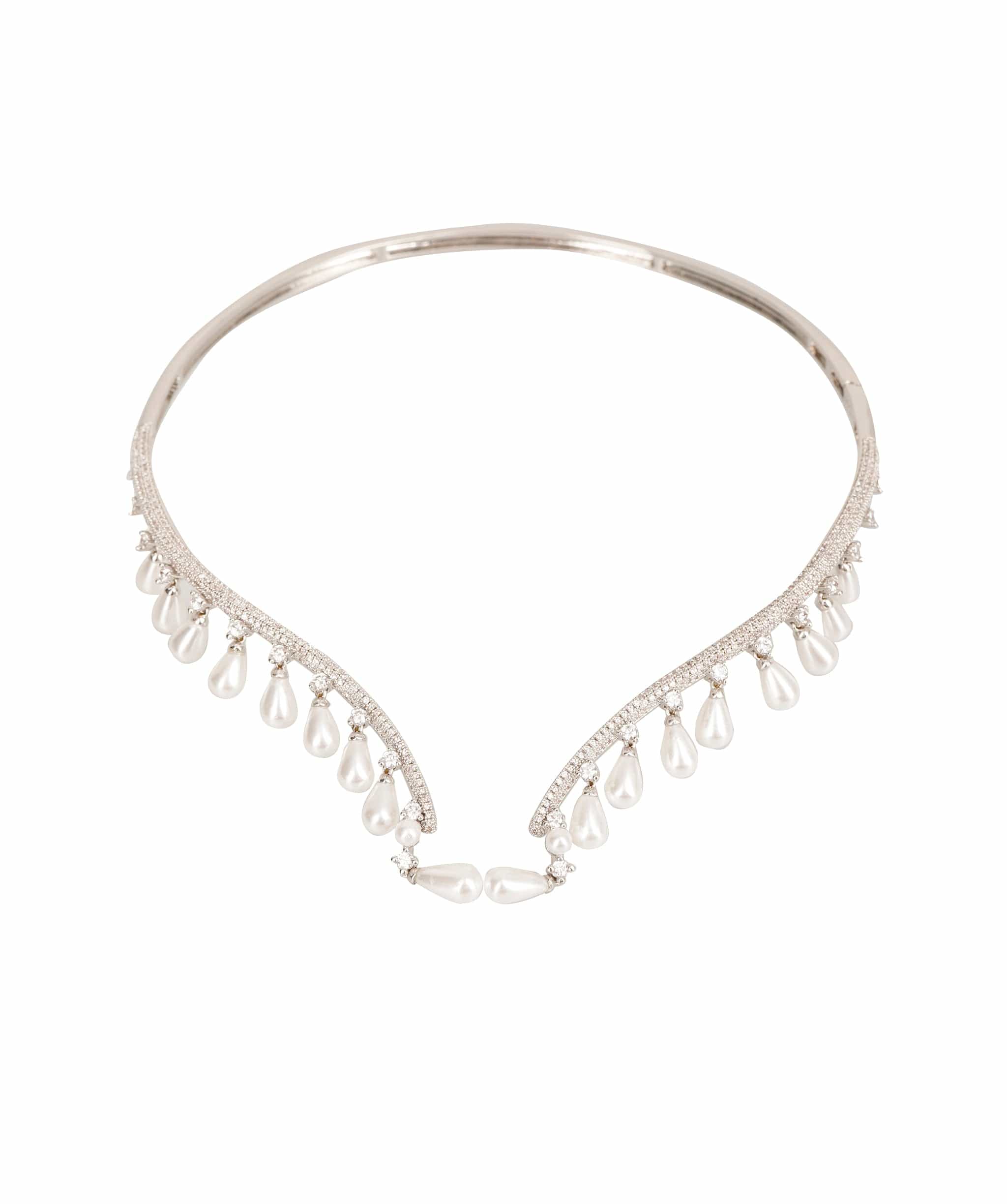 Luxury Promise Diamonte and Pearl Choker Necklace ALL1155