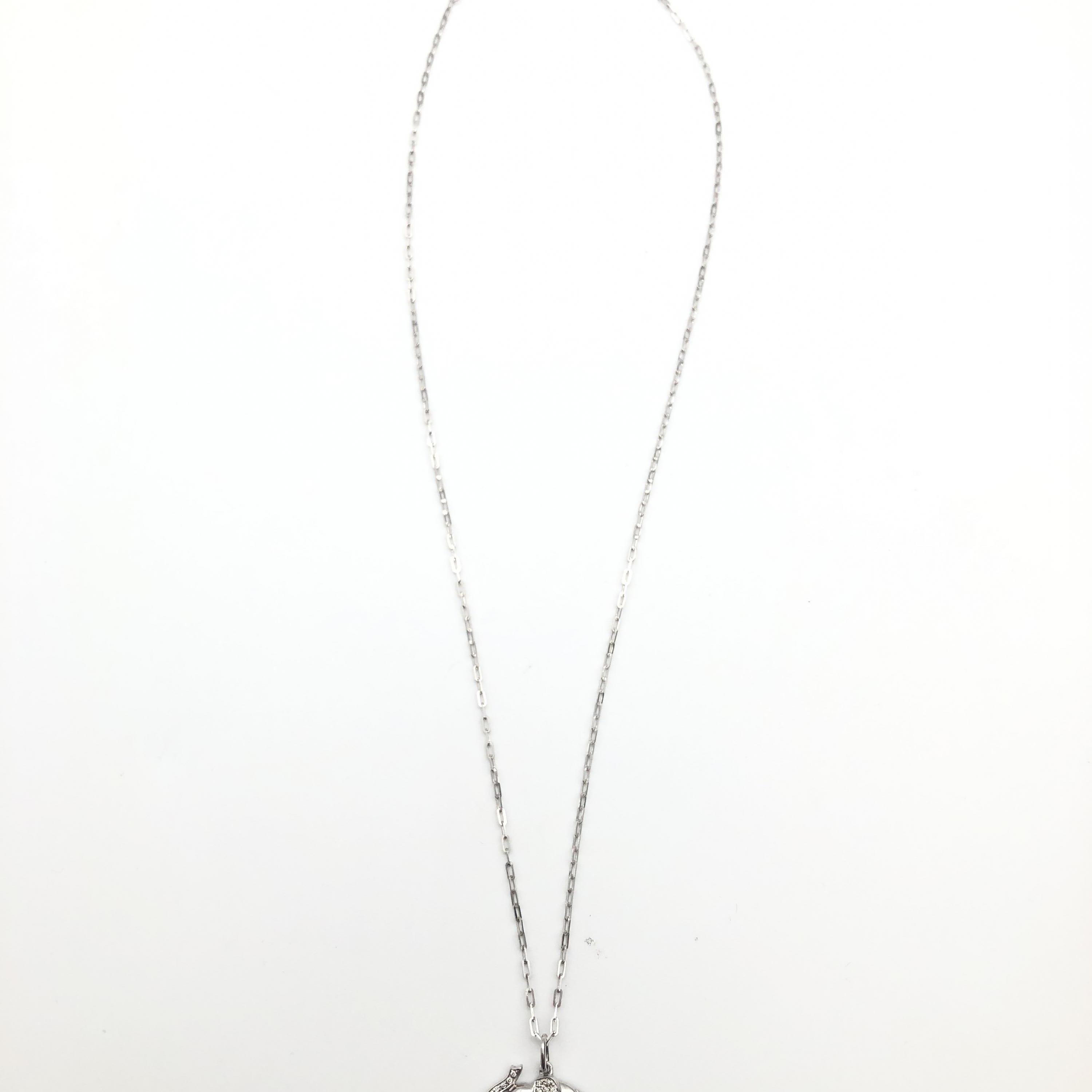 Luxury Promise Elephant Diamond Necklace, D (0.10ct), K18WG, 42cm ALC3328