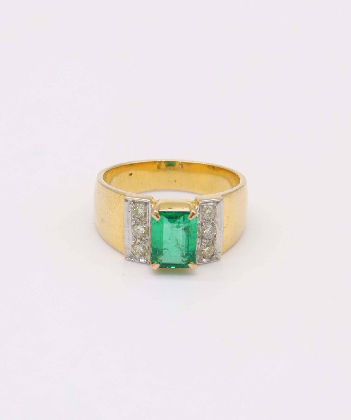 Luxury Promise Emerald and Diamond Box/poison Ring in 14k AVNC007