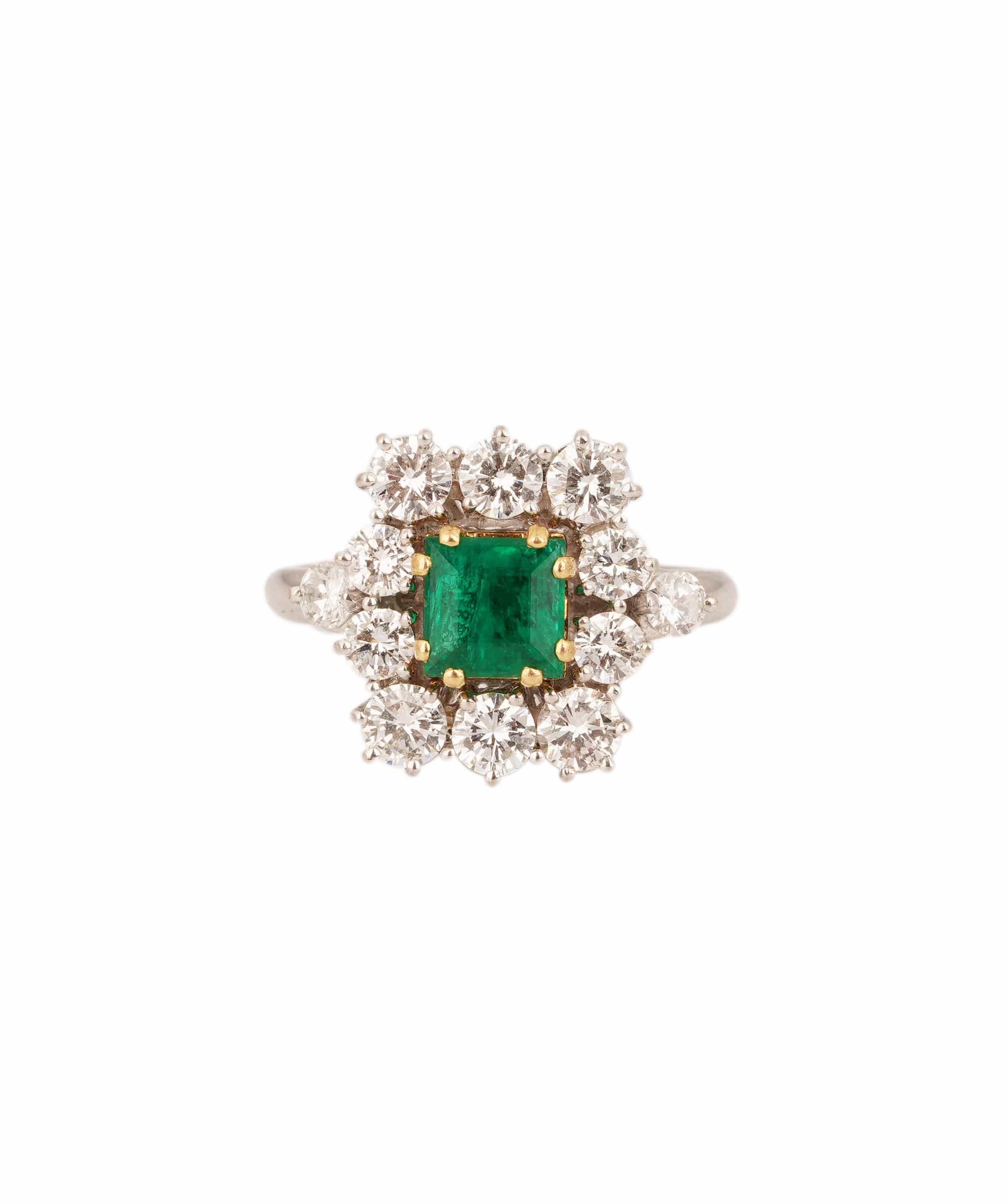 Luxury Promise Emerald and Diamond Square Ring WA21779