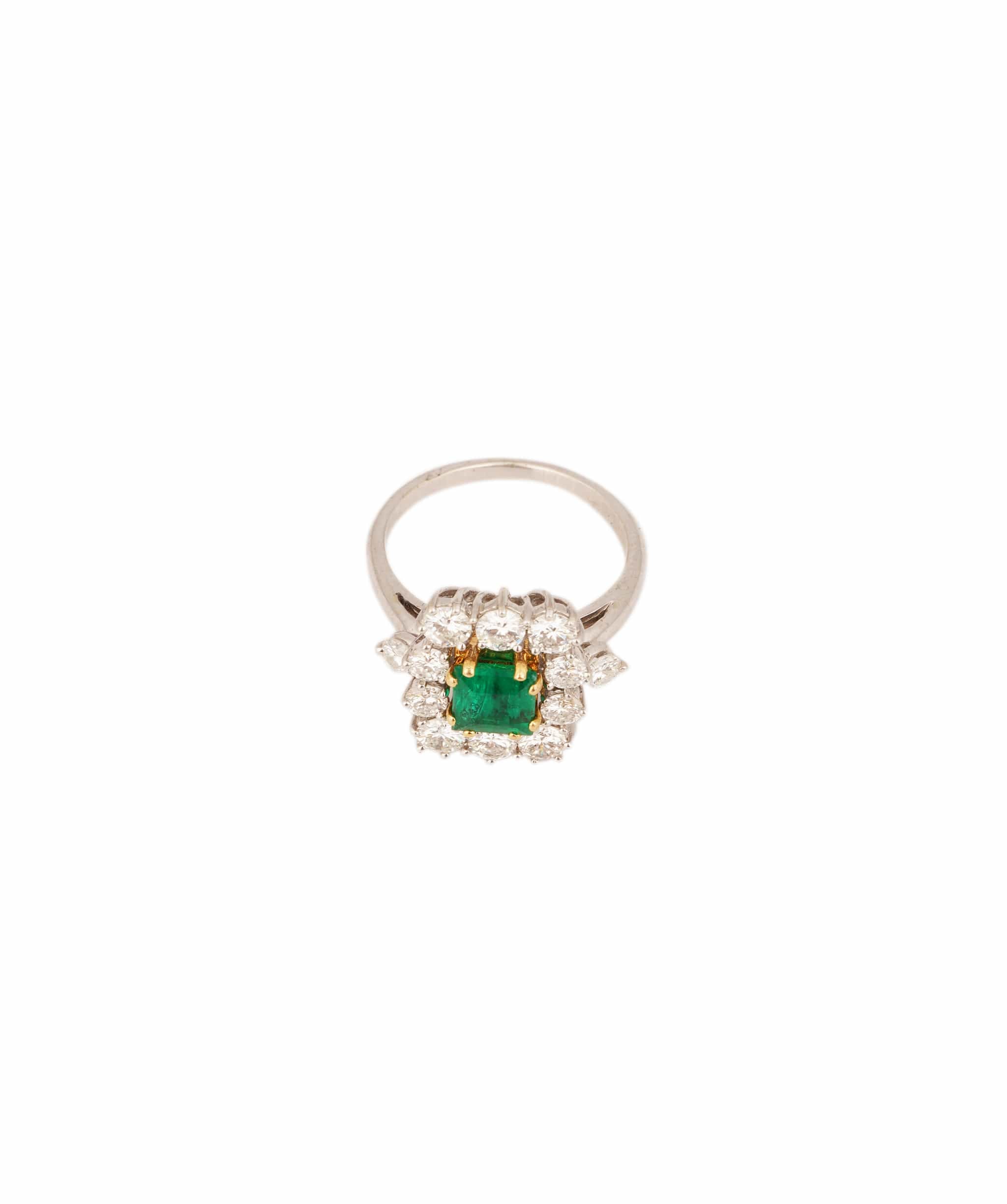 Luxury Promise Emerald and Diamond Square Ring WA21779