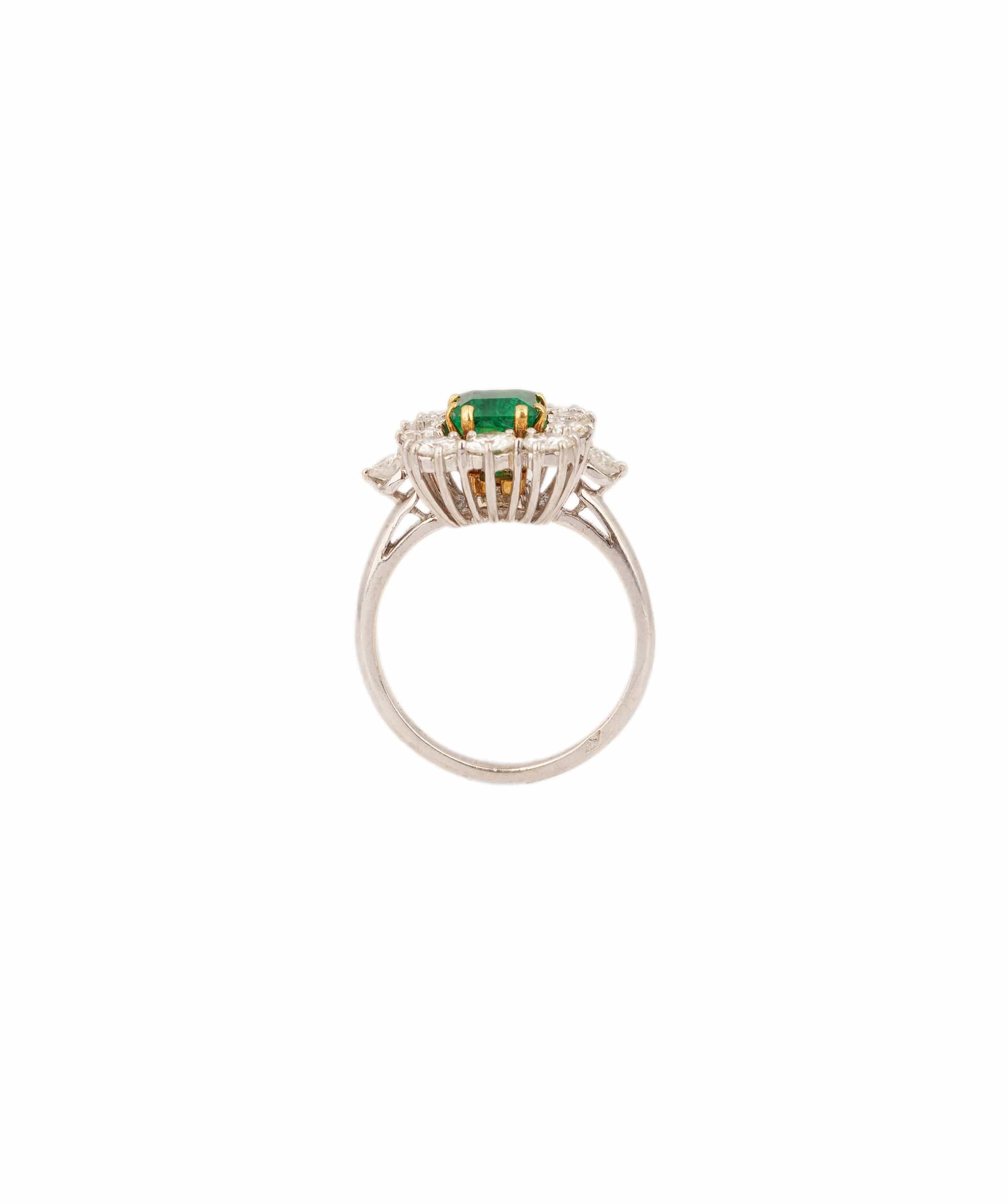 Luxury Promise Emerald and Diamond Square Ring WA21779