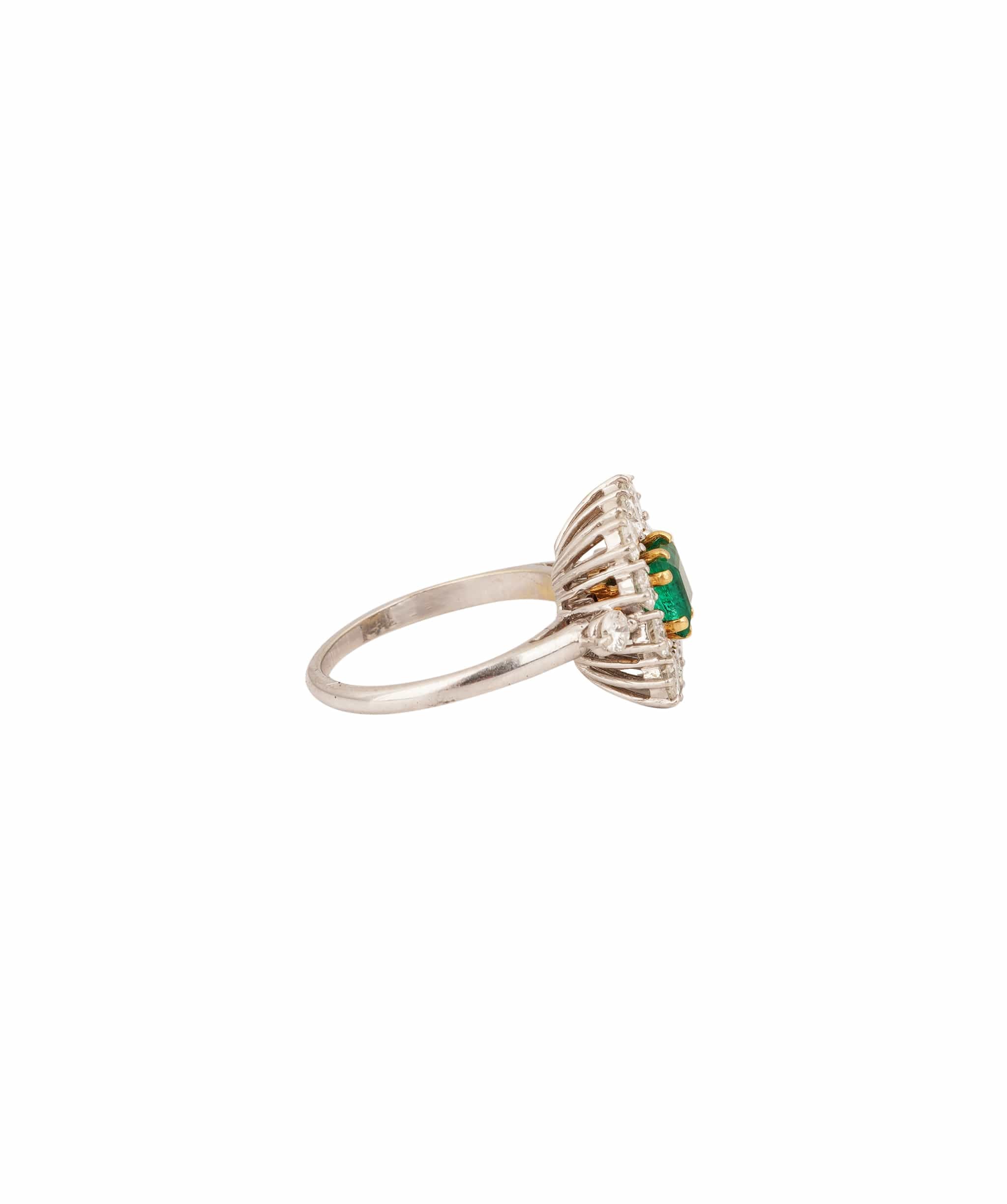 Luxury Promise Emerald and Diamond Square Ring WA21779