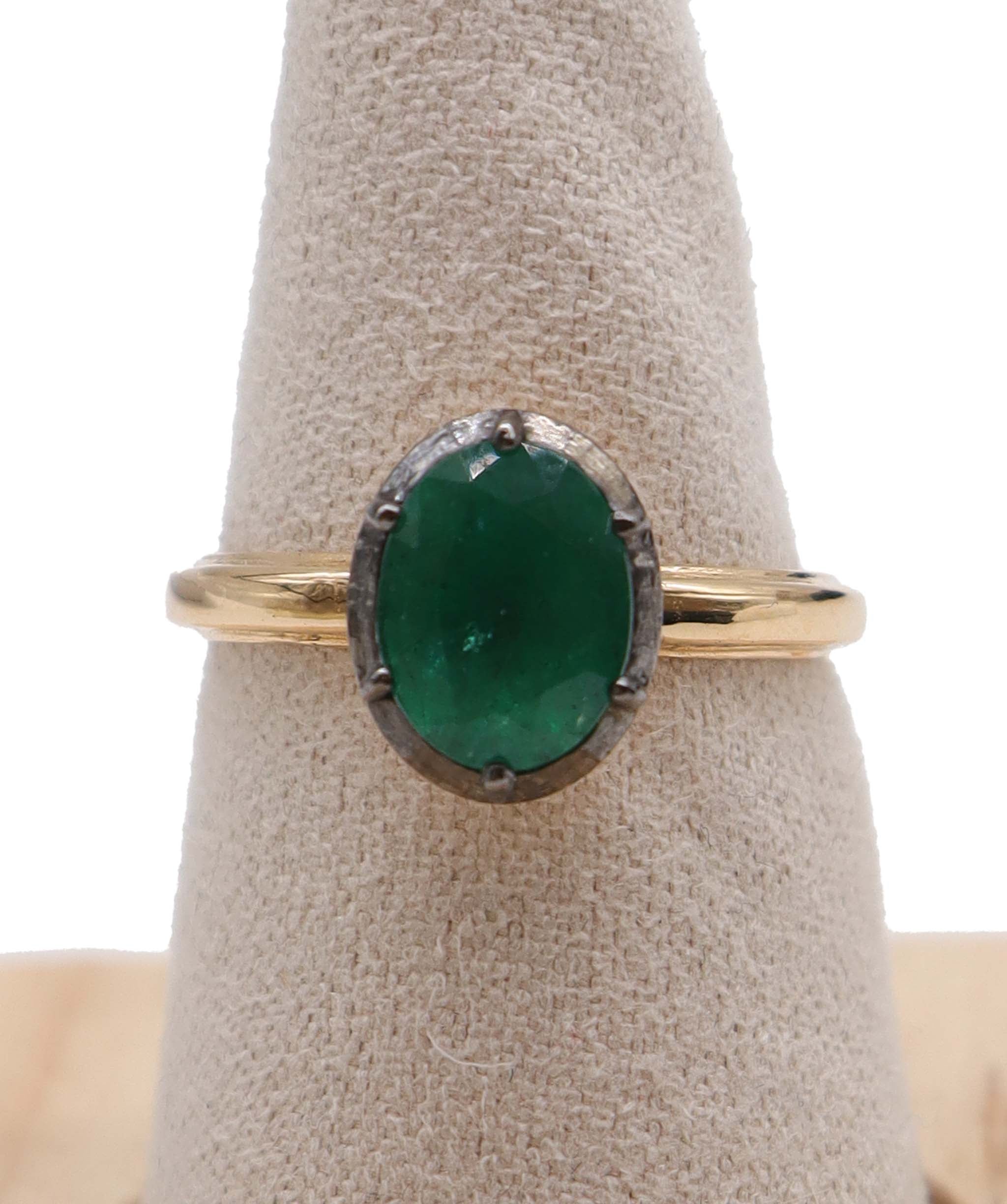 LUXURY PROMISE EMERALD OVAL RING SIZE 54 TW:1.81CT GOLD:3.15G R4446