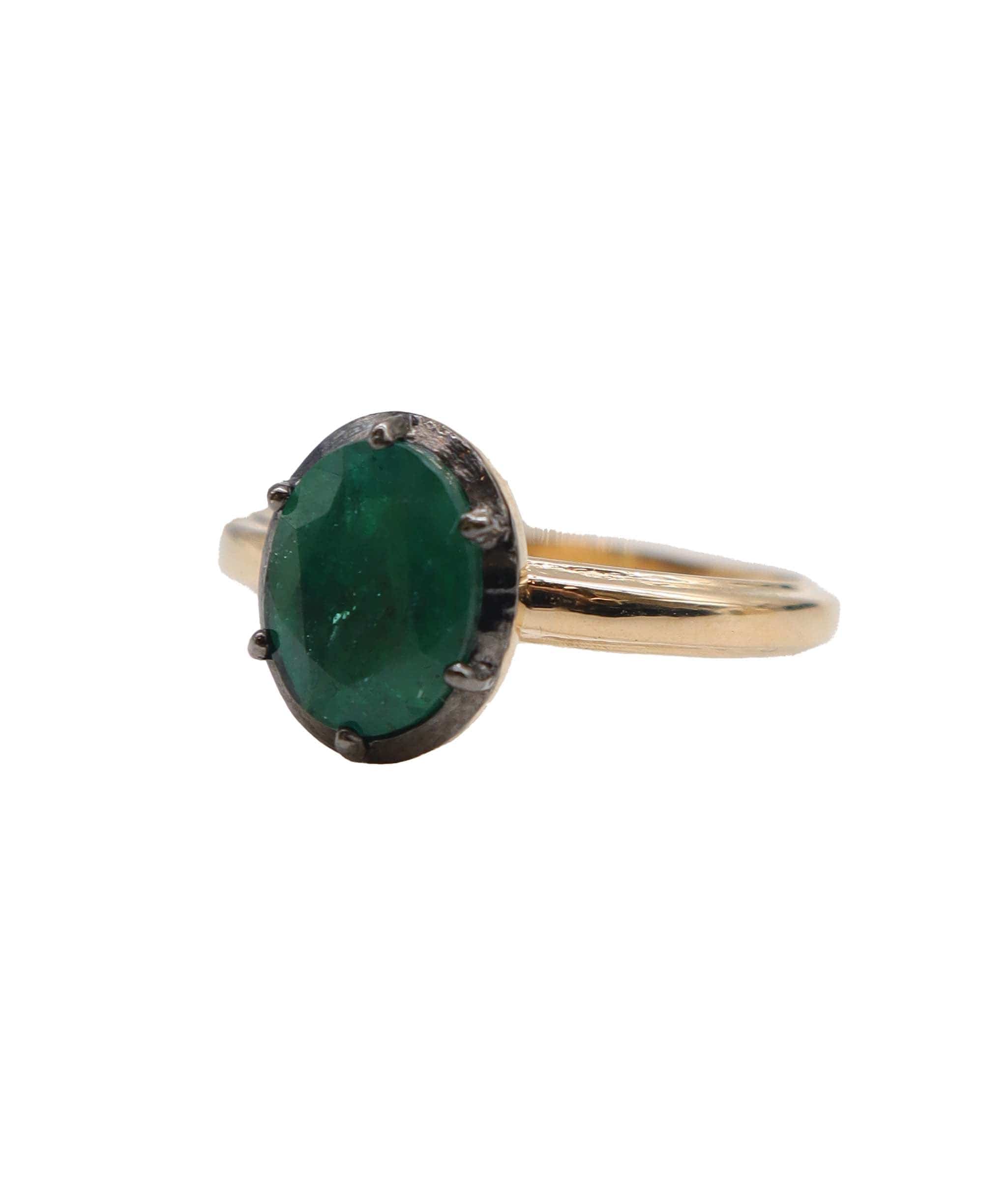 LUXURY PROMISE EMERALD OVAL RING SIZE 54 TW:1.81CT GOLD:3.15G R4446