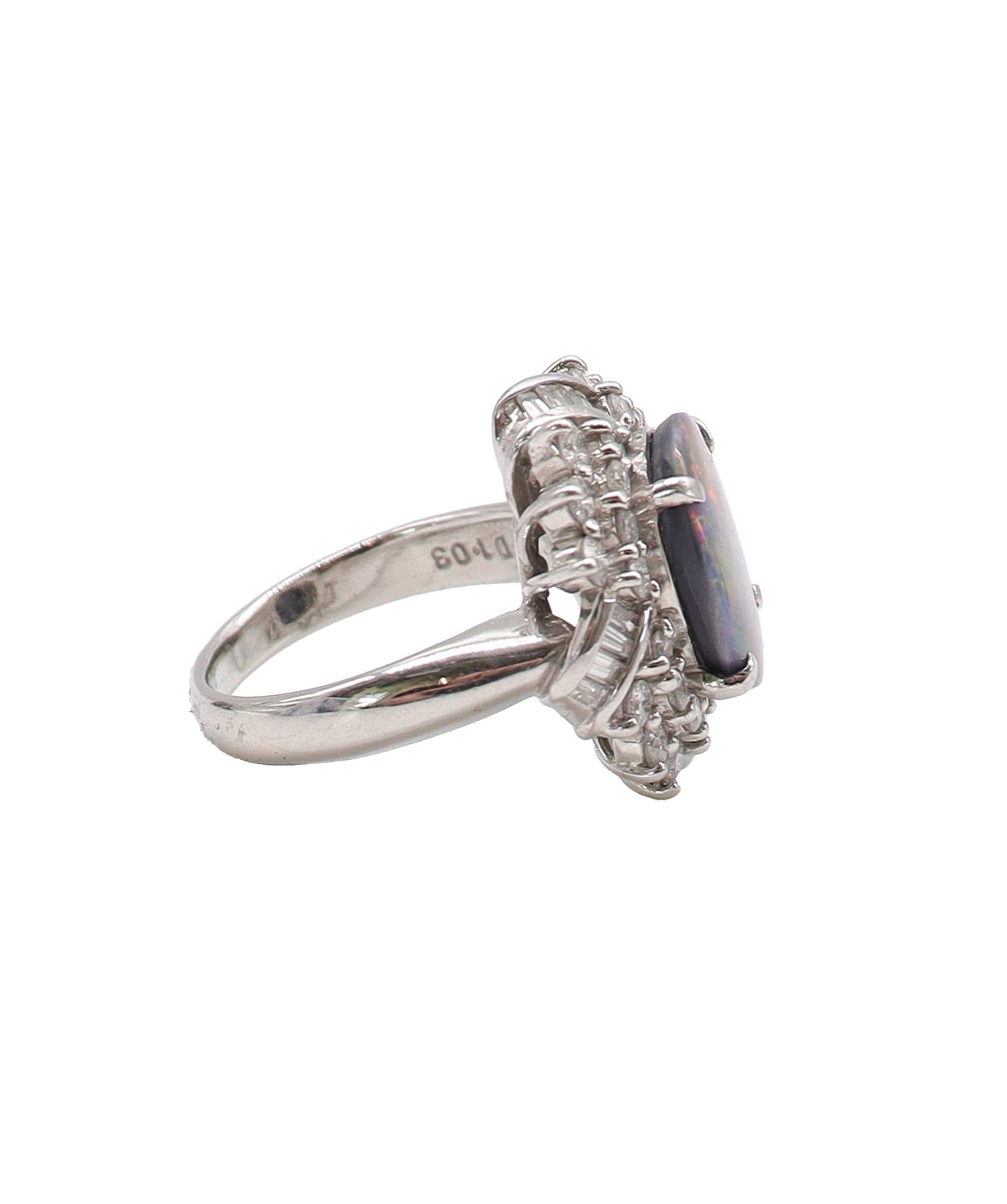 Luxury Promise EU 48.5 2.25 CT OPAL 1.03CT DIA/Opal round/diamond flower ring DXBS4562