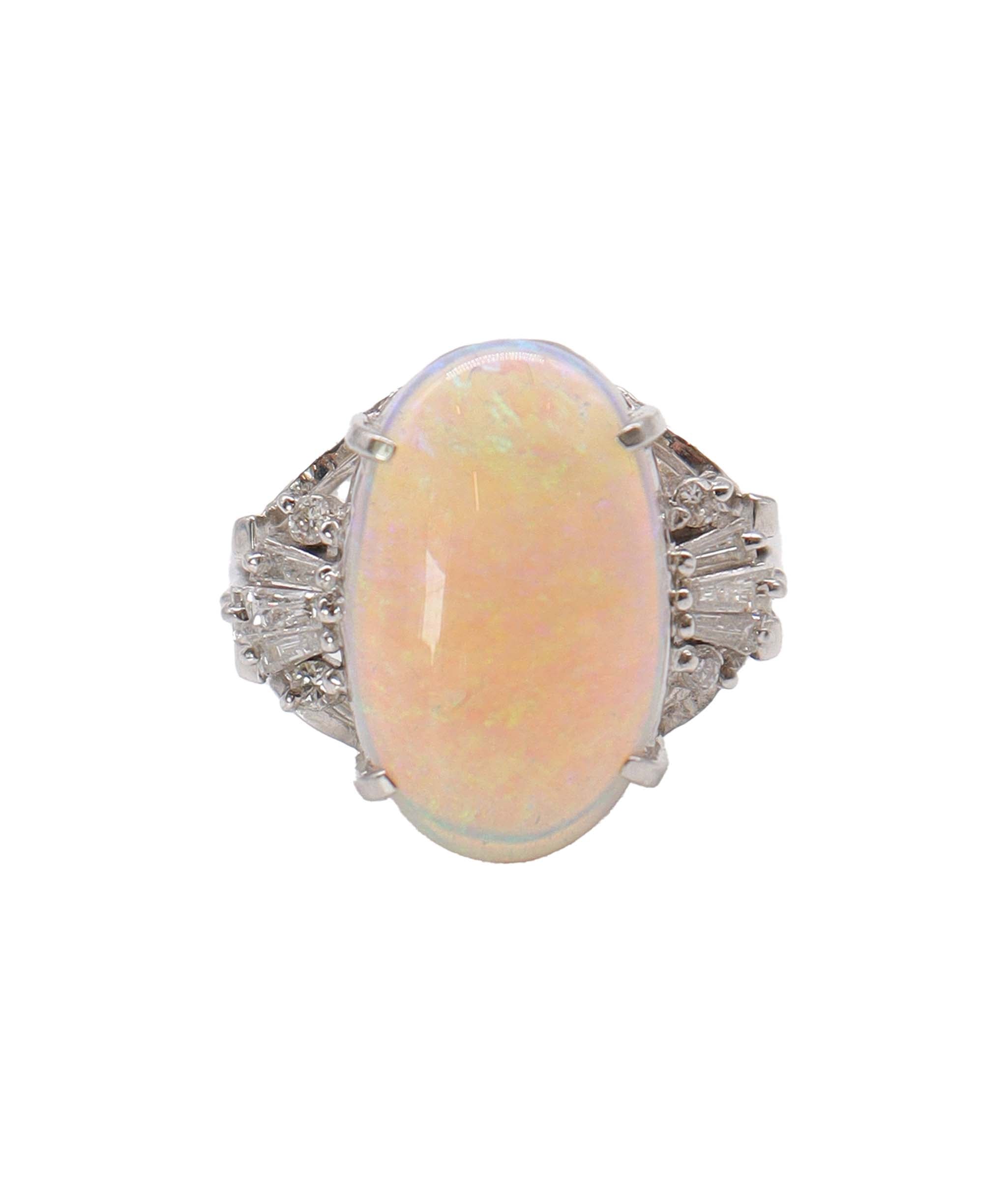 Luxury Promise EU 53 Opal oval/diamond baguette ring DXBS4576