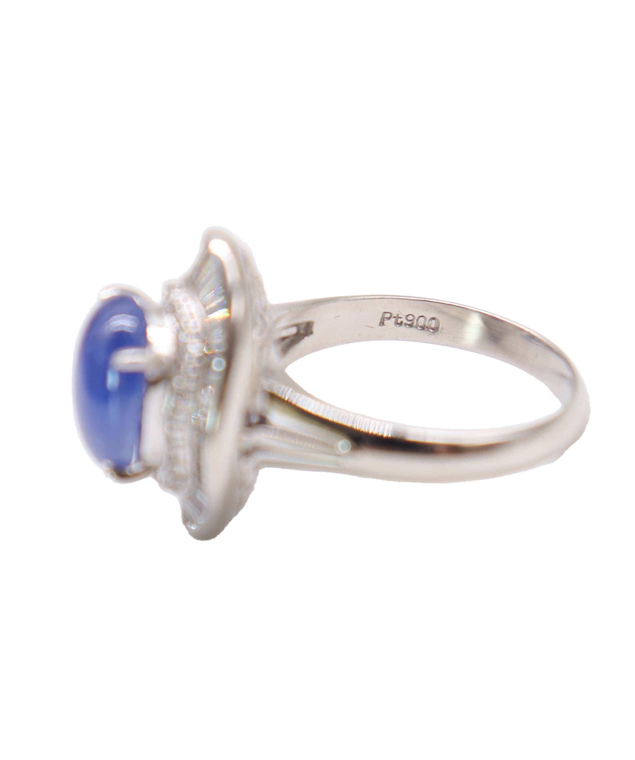 Luxury Promise EU 58 4.96CT CABOCHON 1.20 DIA/Saphirre cabochon/diamond halo ring DXBS4577