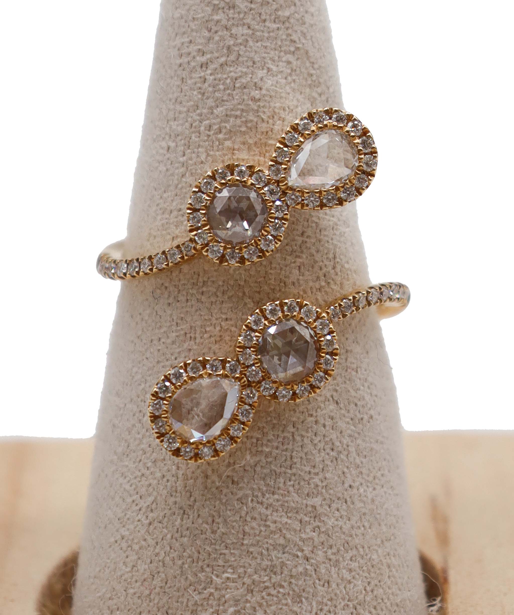 LUXURY PROMISE EX PEAR ROSECUT WHITE ROSECUT RING SIZE 54 *CANT BE RESIZED* TW:0.99CT GOLD:3.53G R2773