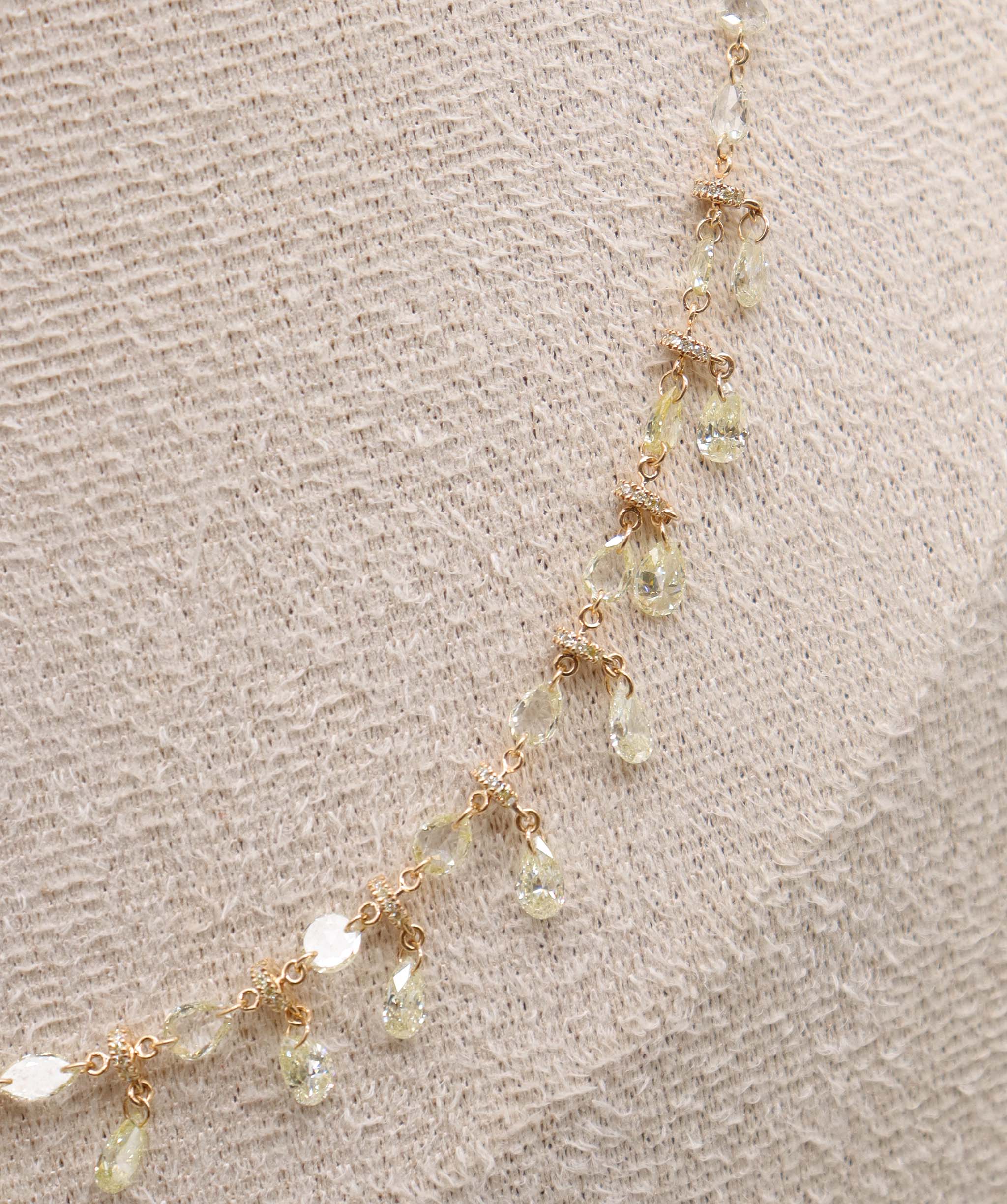 Luxury Promise Fancy Yellow Rosecut and Pear with Yellow Small Diamonds TW:9.03CT GOLD:3.81G C12350
