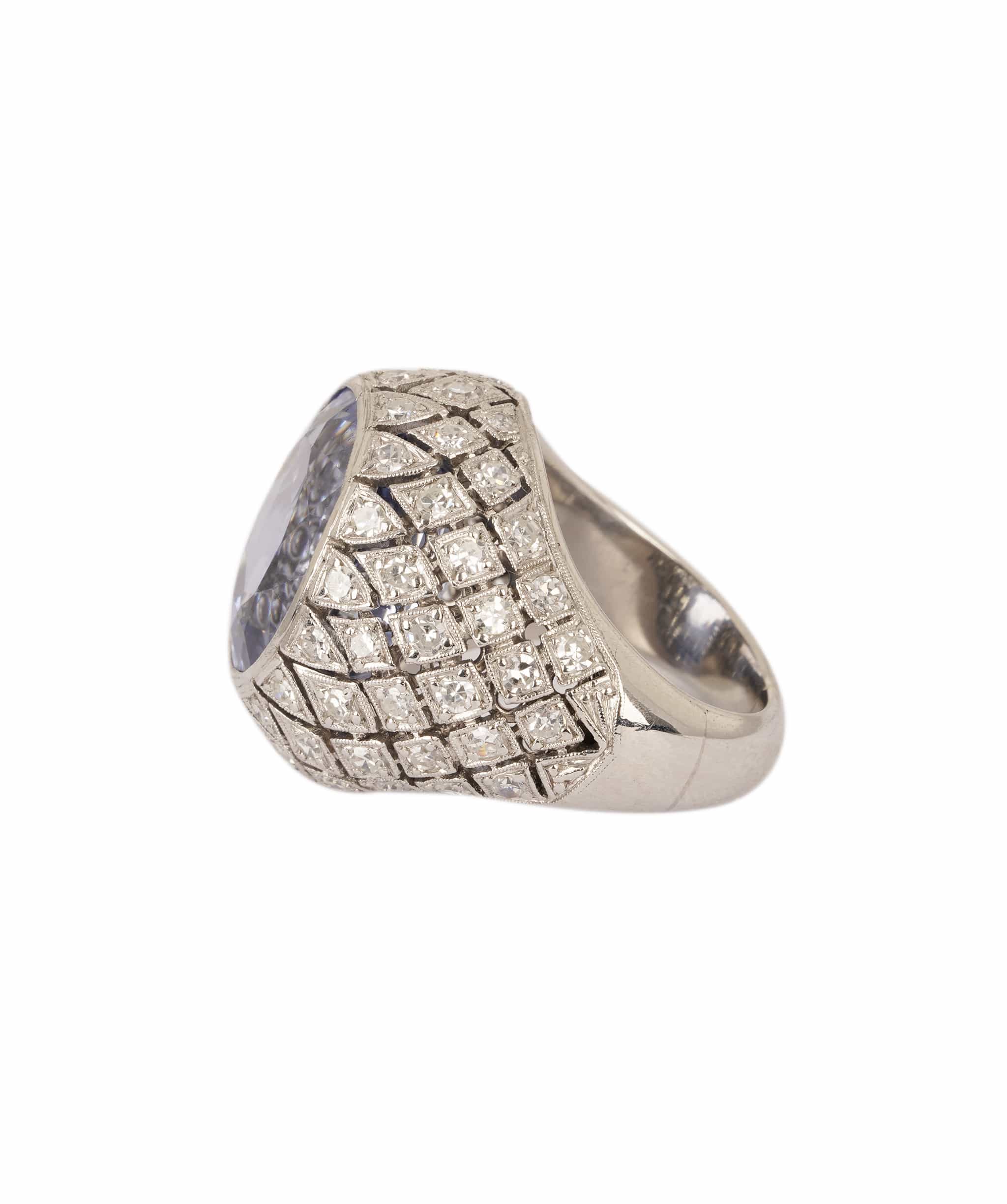 Luxury Promise Fine Ceylon Sapphire & Pavé Diamond Ring WA25026
