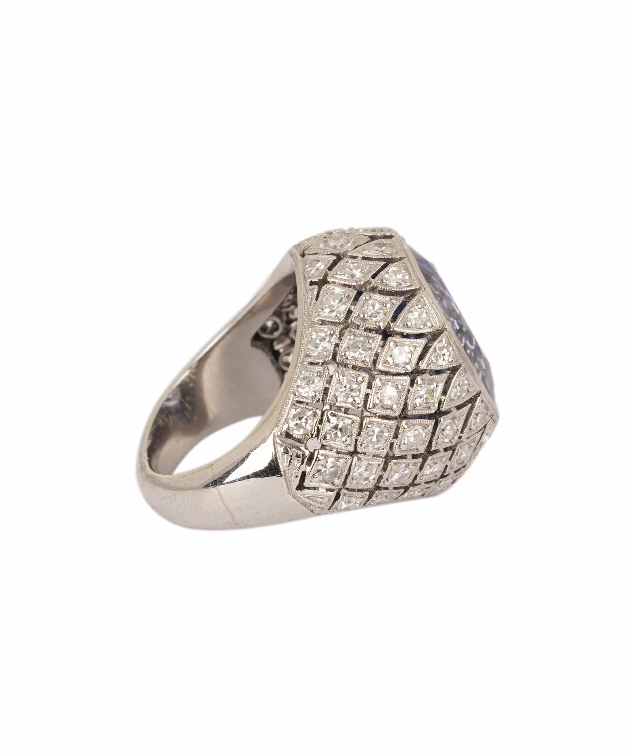 Luxury Promise Fine Ceylon Sapphire & Pavé Diamond Ring WA25026