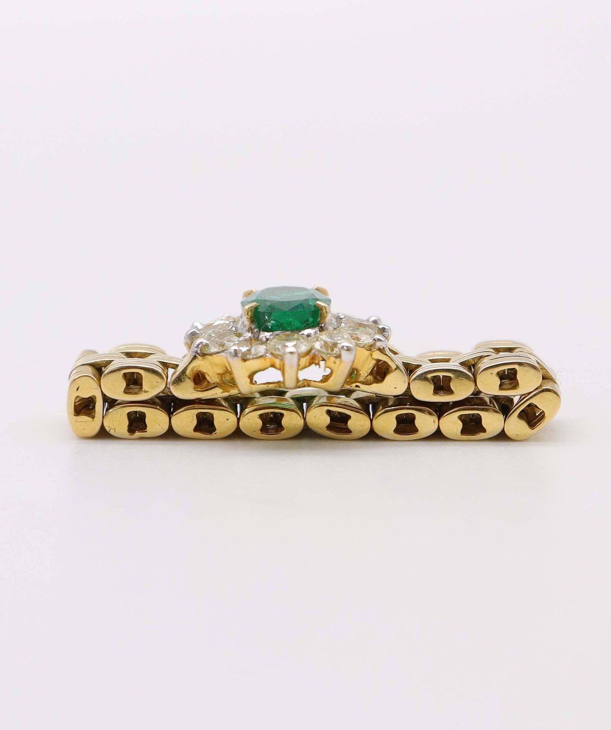 Luxury Promise Fine Emerald Diamond mesh / link chain Ring in 18k AVNC009
