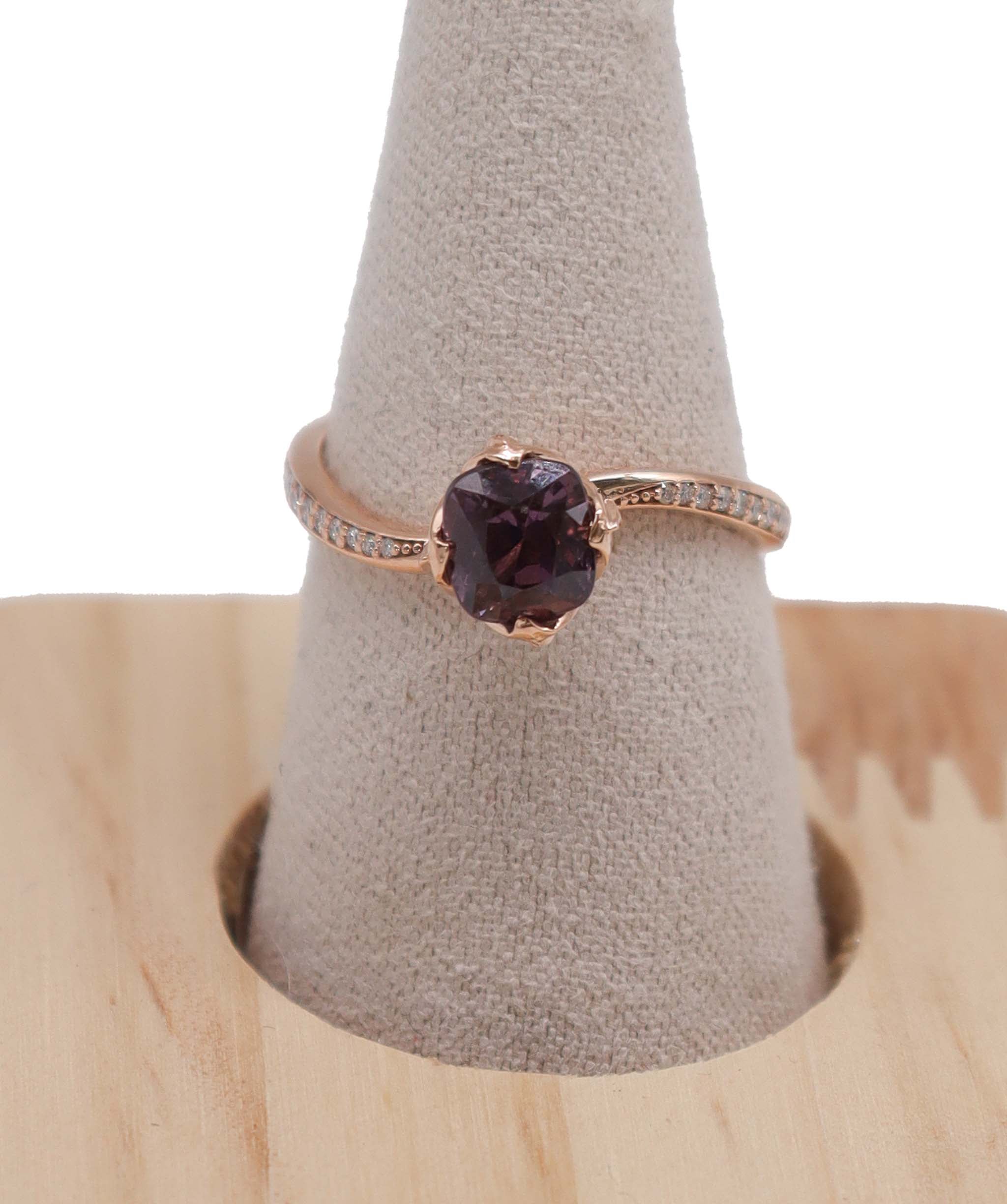 Luxury Promise flower bud rg ring 1.51cts purplish us8 DXBD0389