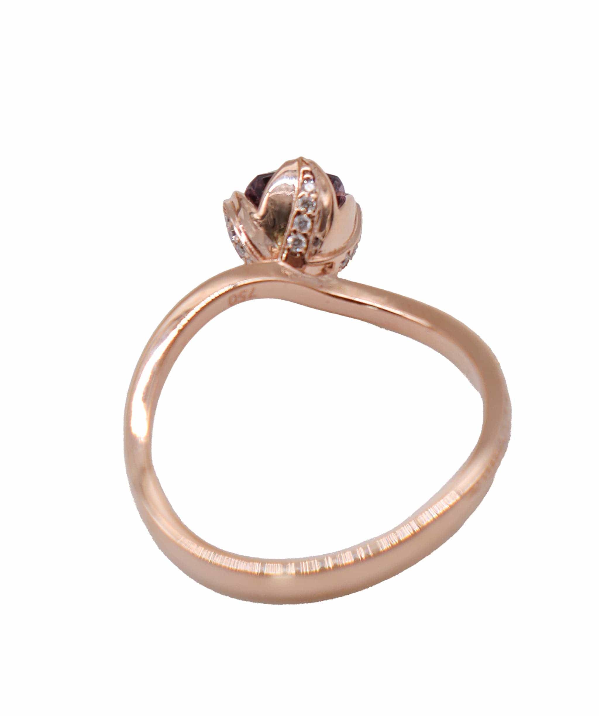 Luxury Promise flower bud rg ring 1.51cts purplish us8 DXBD0389
