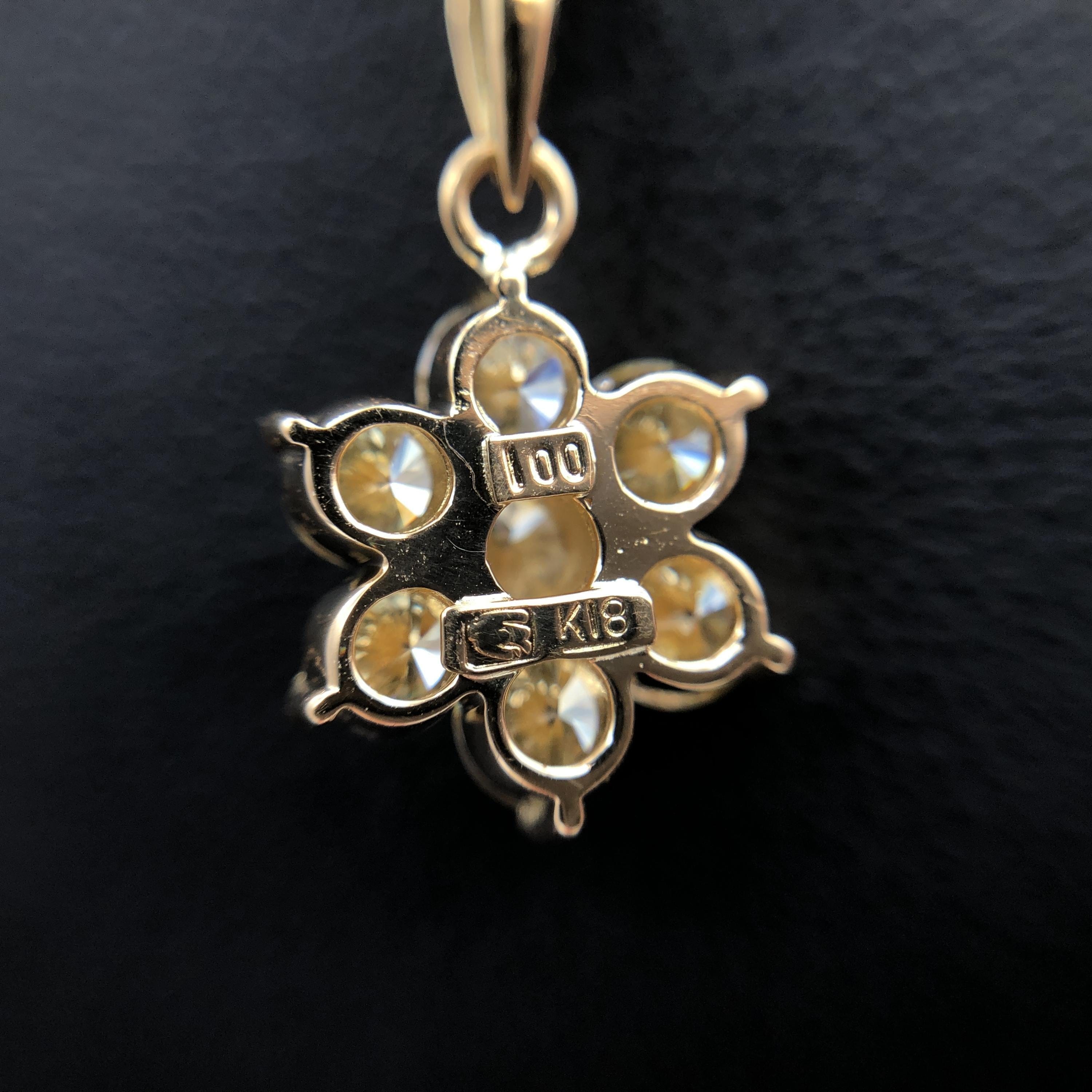 Luxury Promise Flower Motif Diamond Necklace, D(1.00ct), K18YG, 4.5g, 16inch ALC3352