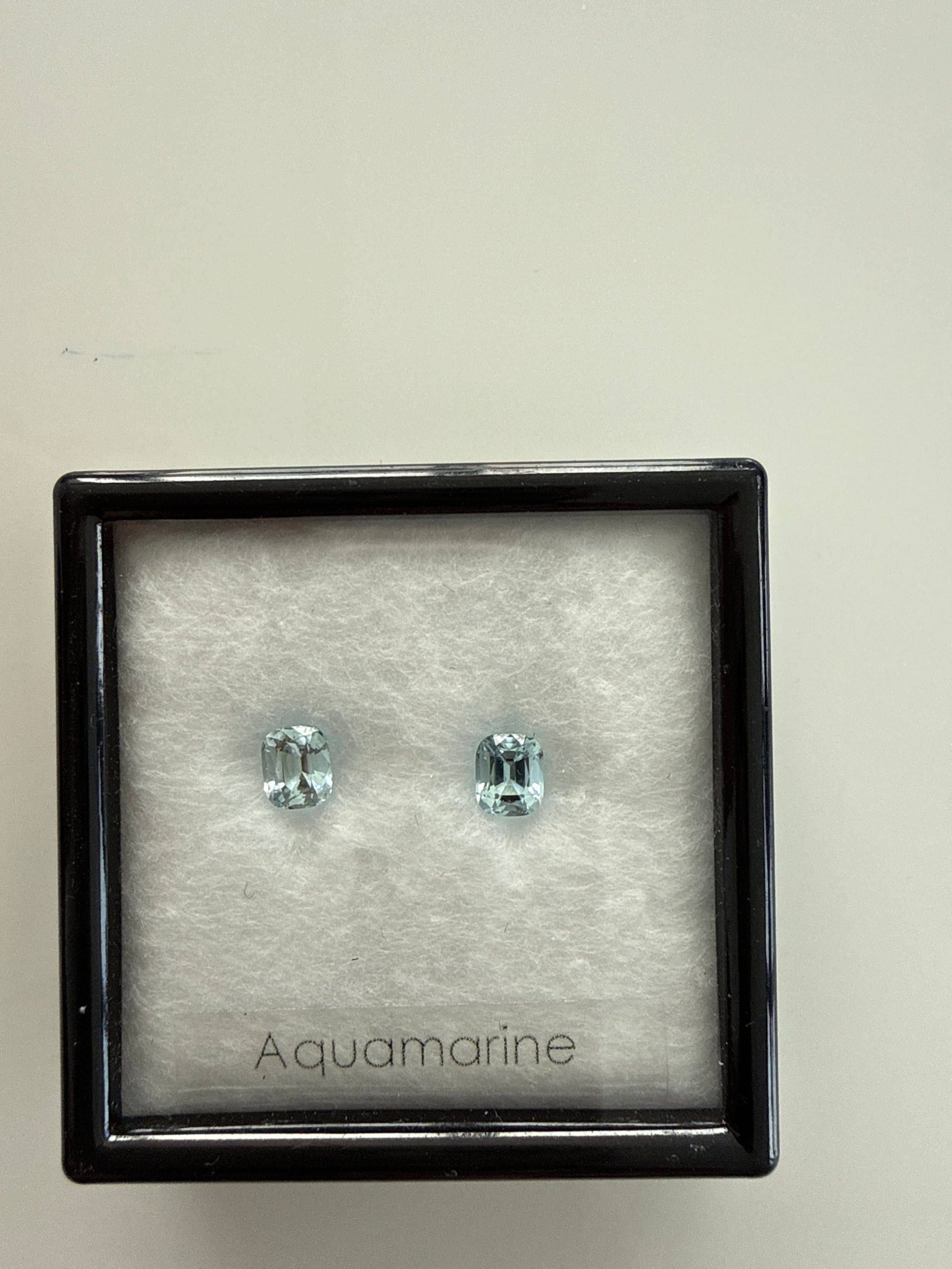 Luxury Promise G01010 Aquamarine 1.28ct Cushion Pair DXBCD0790