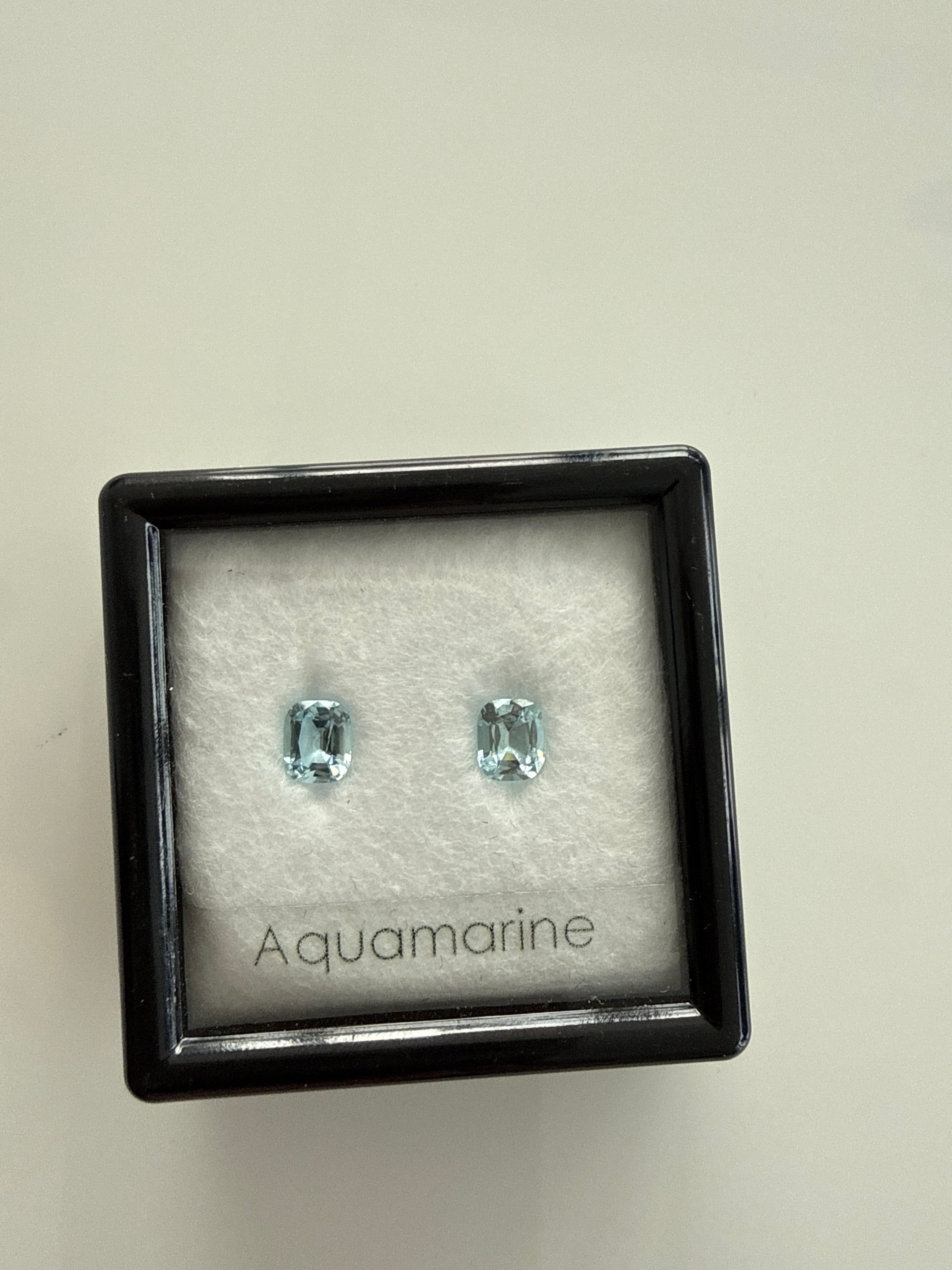 Luxury Promise G01016 Aquamarine 0.88ct Cushion Pair DXBCD0787