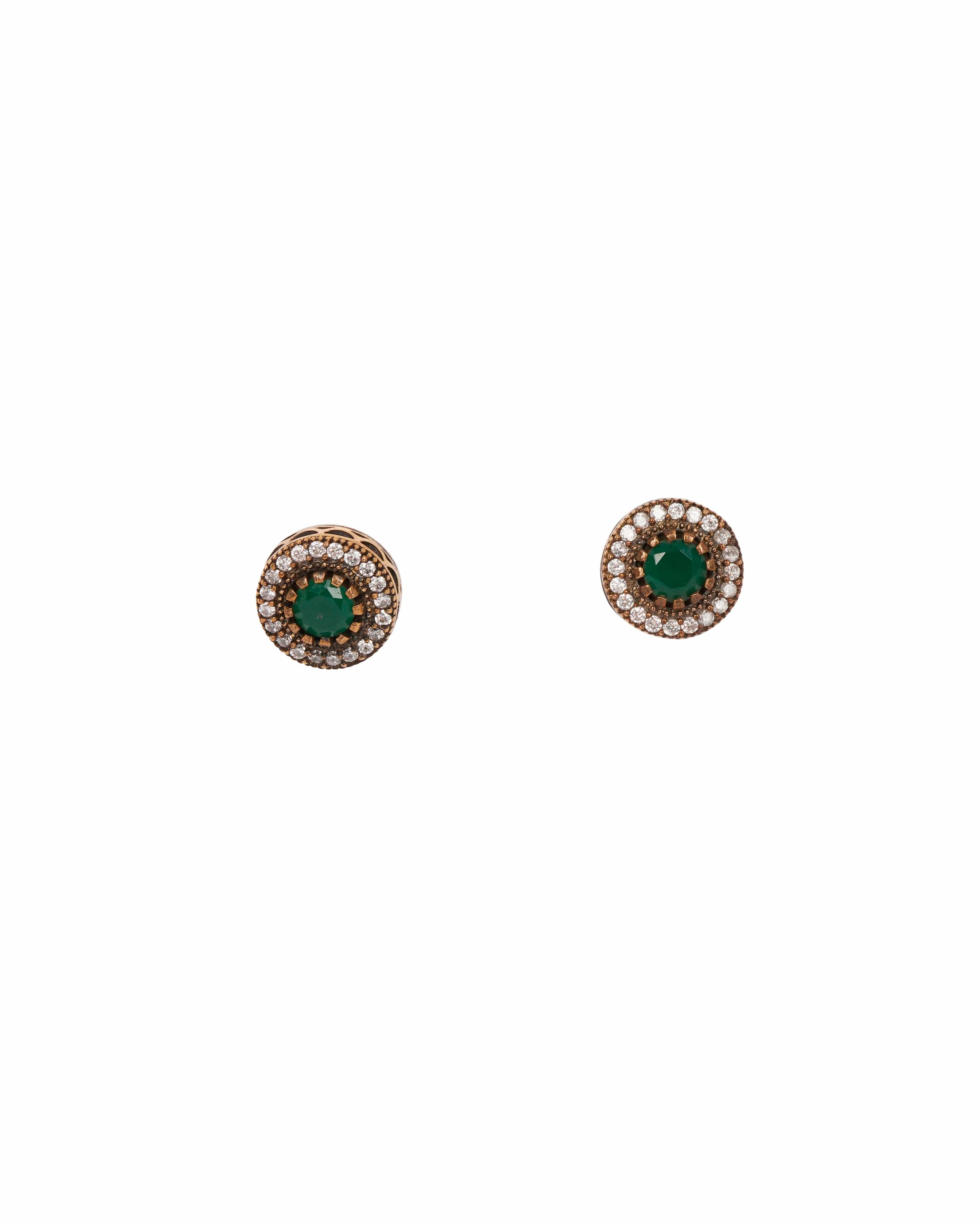 Luxury Promise gilt silver green chalcedony studs ALTC0515