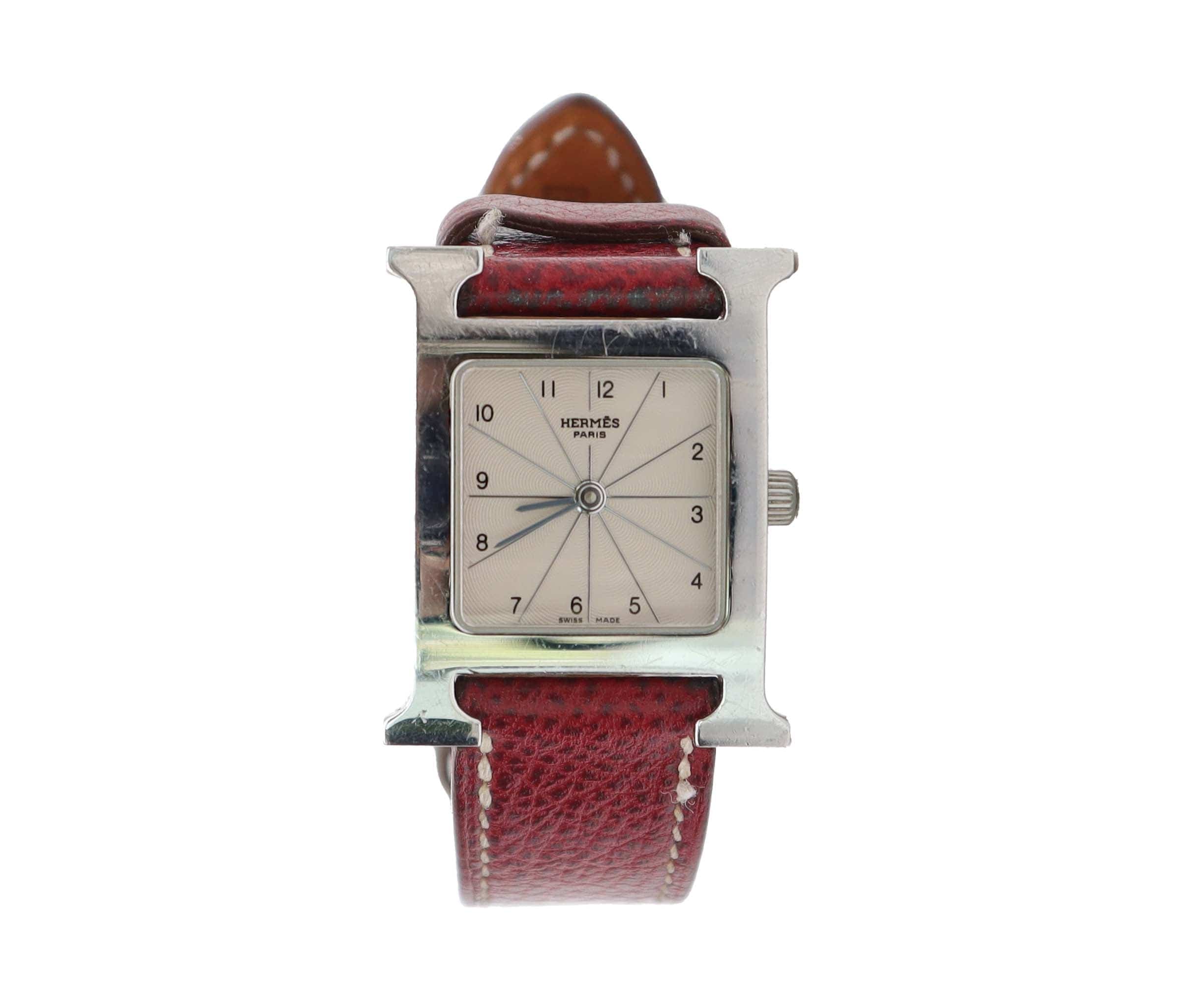 Luxury Promise HERMES H-Watch HH1 210 Women's Watch Silver Red Quartz Watch H Watch Hermes DXBS6585