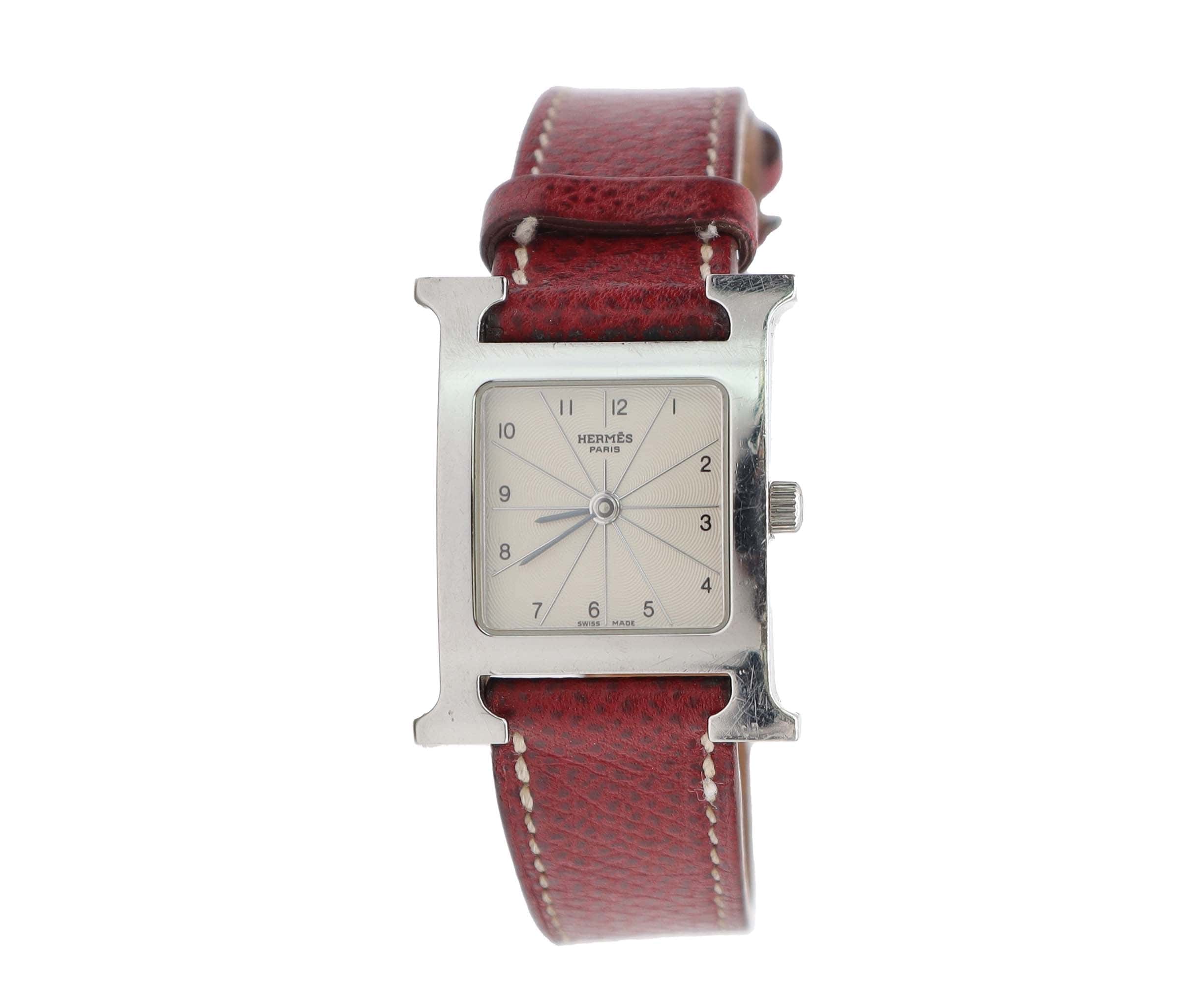 Luxury Promise HERMES H-Watch HH1 210 Women's Watch Silver Red Quartz Watch H Watch Hermes DXBS6585