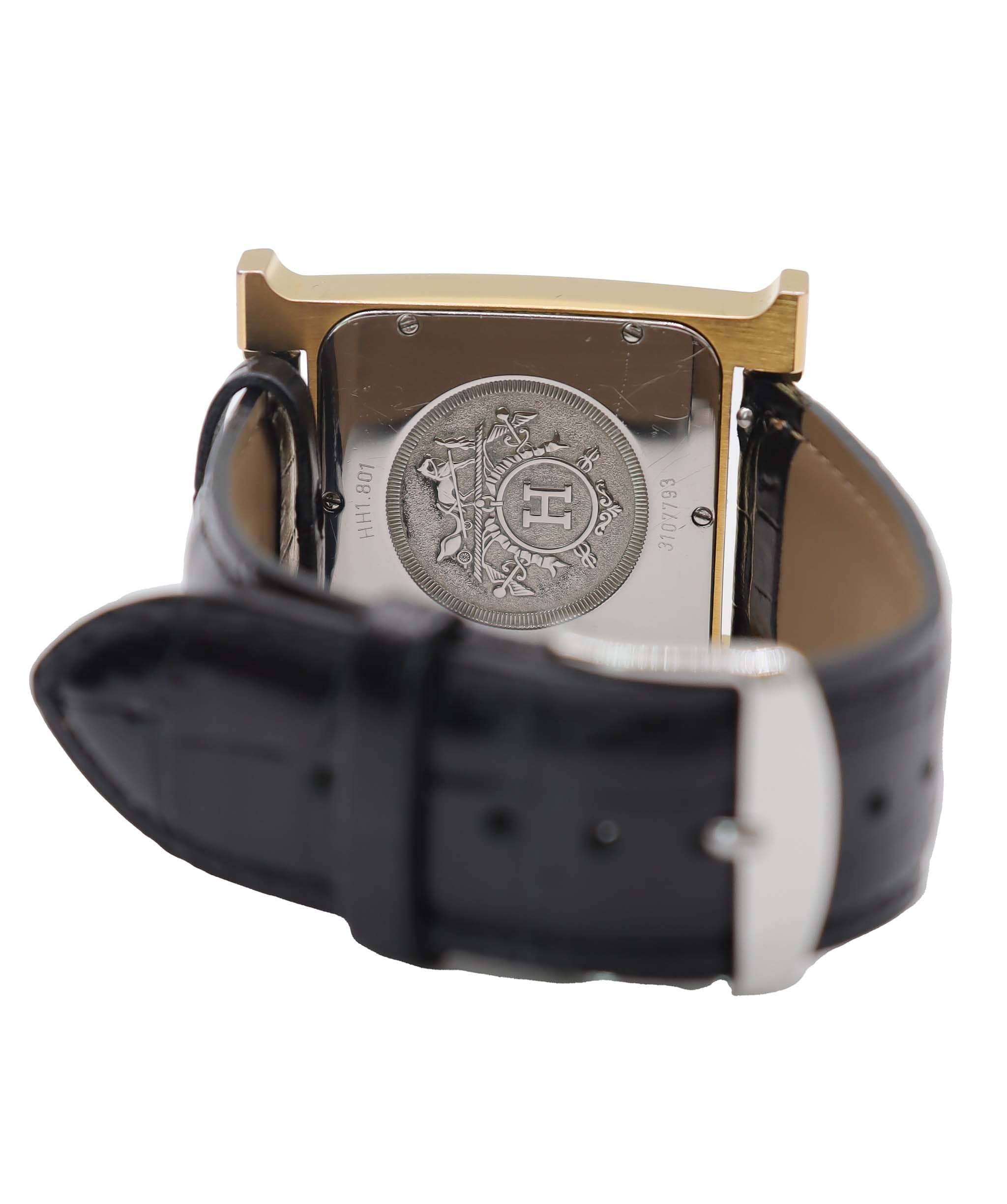 Luxury Promise HERMES H-Watch HH1 801 Men's Watch Gold Black Quartz Watch H Watch Hermes DXBS6584