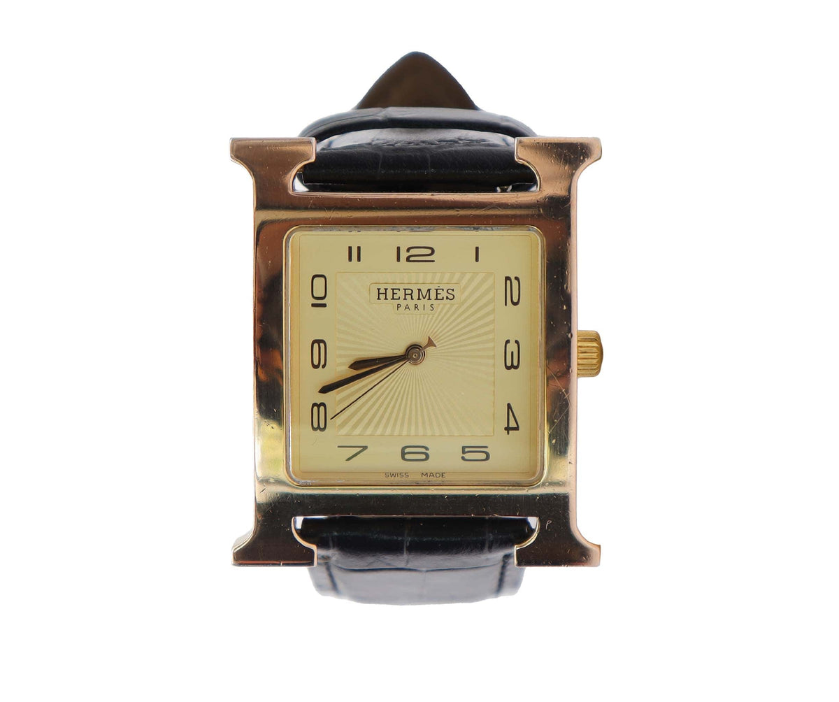 Luxury Promise HERMES H-Watch HH1 801 Men's Watch Gold Black Quartz Watch H Watch Hermes DXBS6584