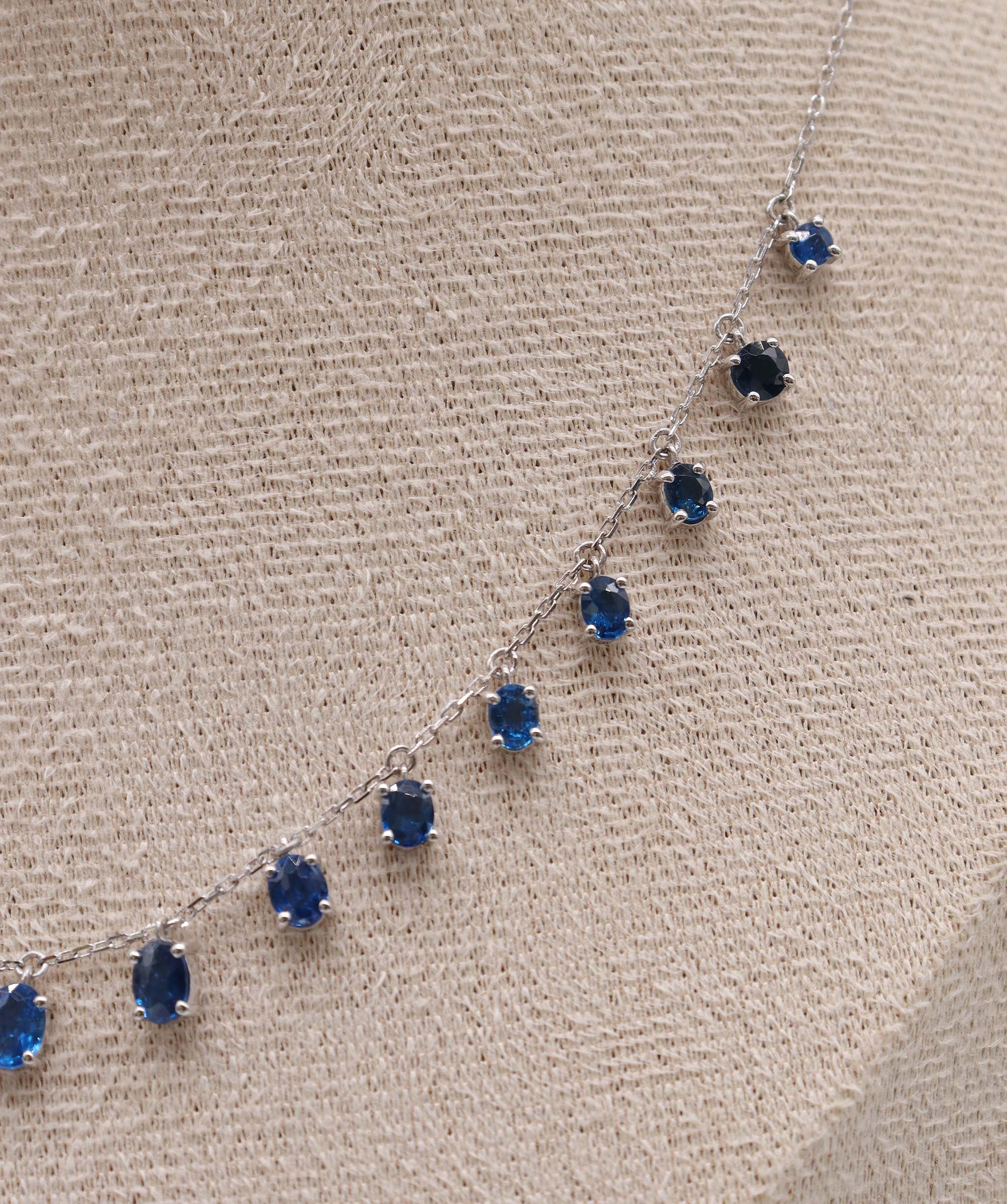 Luxury Promise Investment ICE 3.11ct cobalt blue Oval Drop WG Necklace DXBS5621