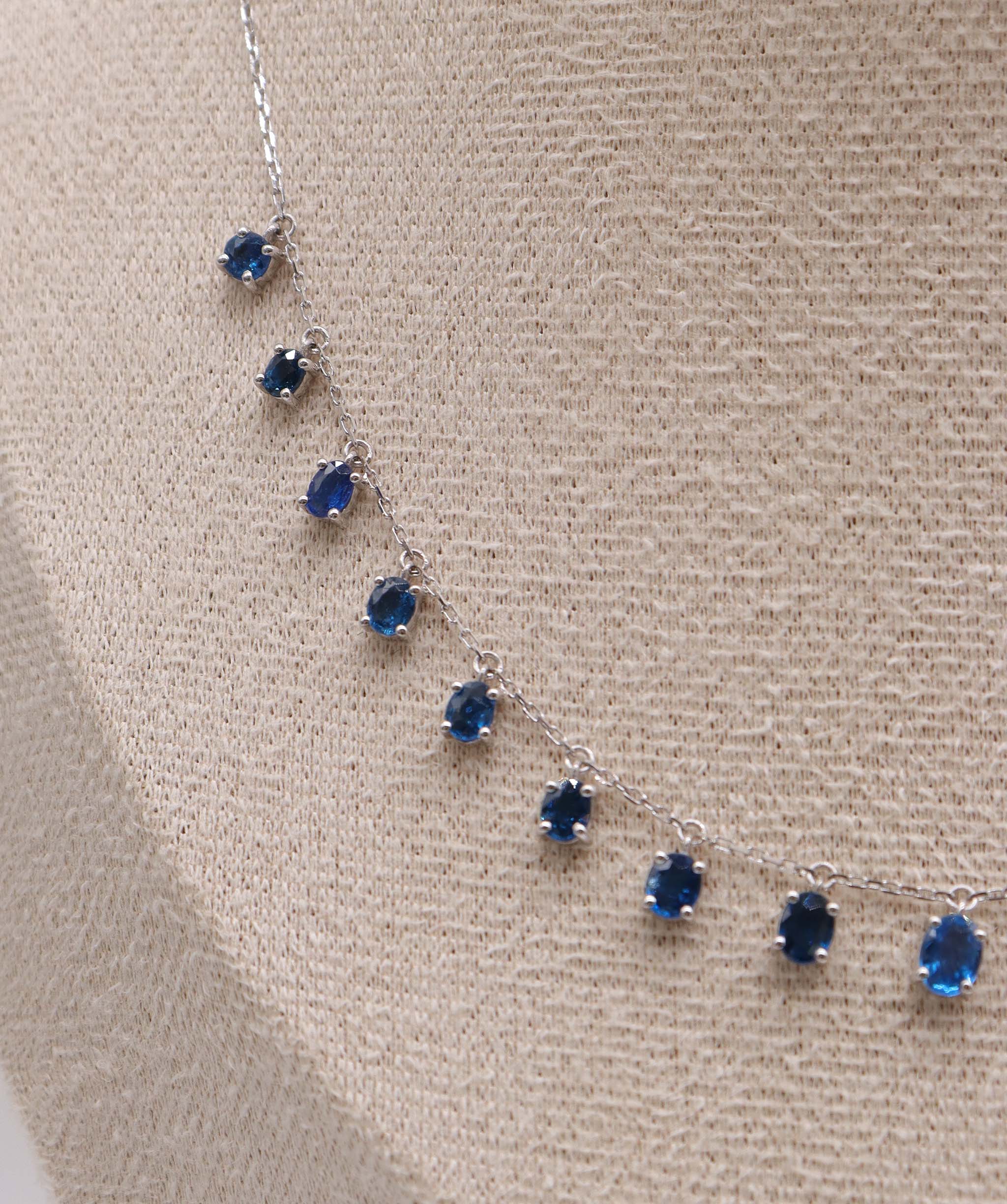 Luxury Promise Investment ICE 3.11ct cobalt blue Oval Drop WG Necklace DXBS5621