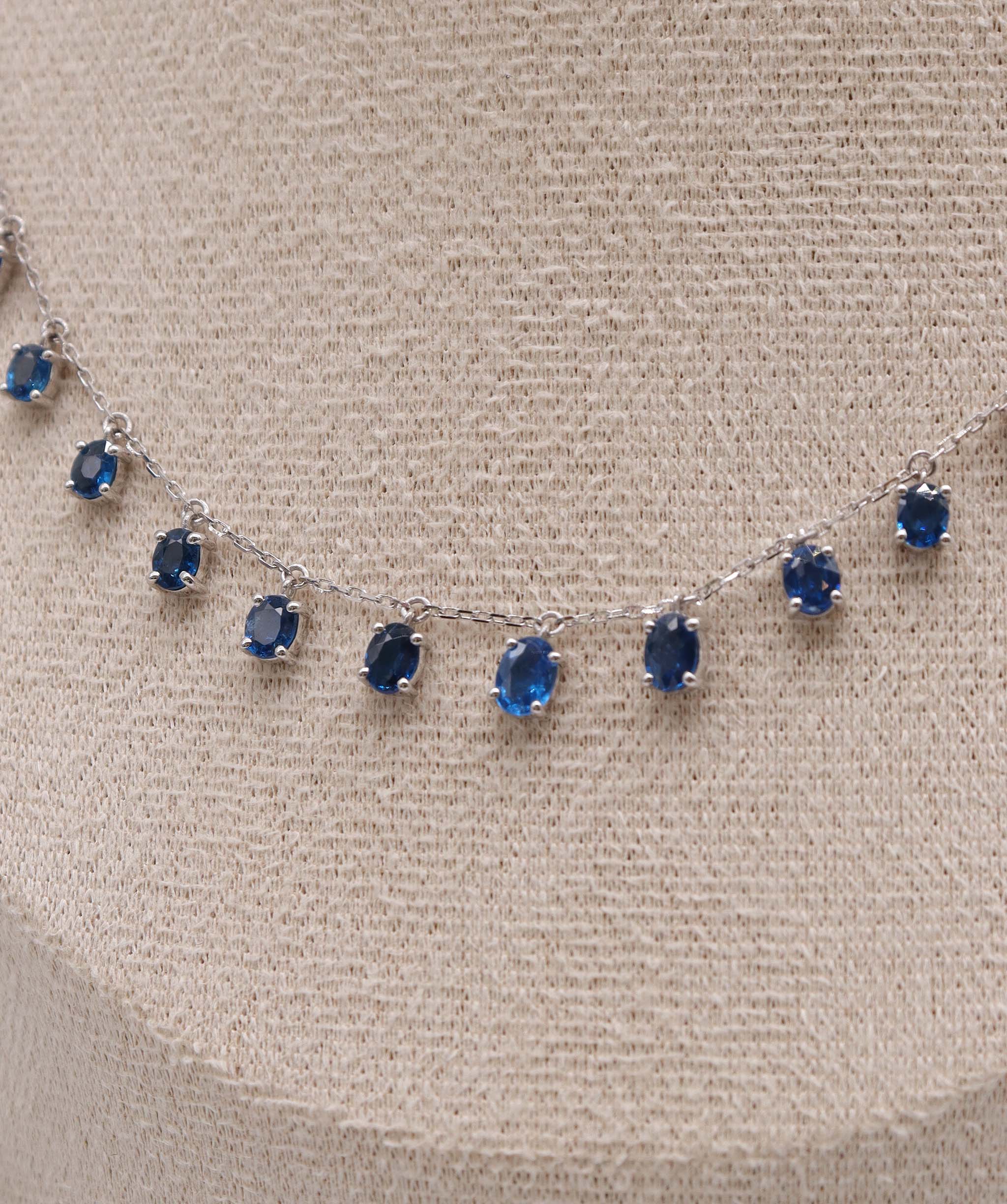 Luxury Promise Investment ICE 3.11ct cobalt blue Oval Drop WG Necklace DXBS5621