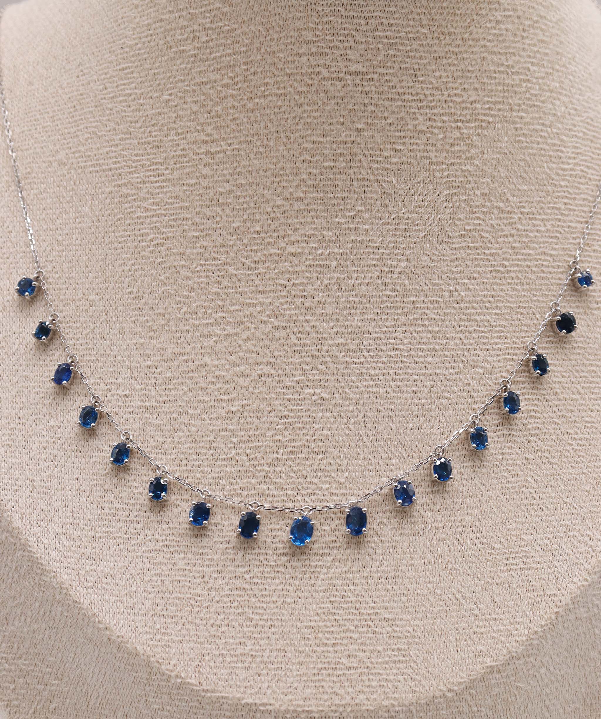 Luxury Promise Investment ICE 3.11ct cobalt blue Oval Drop WG Necklace DXBS5621