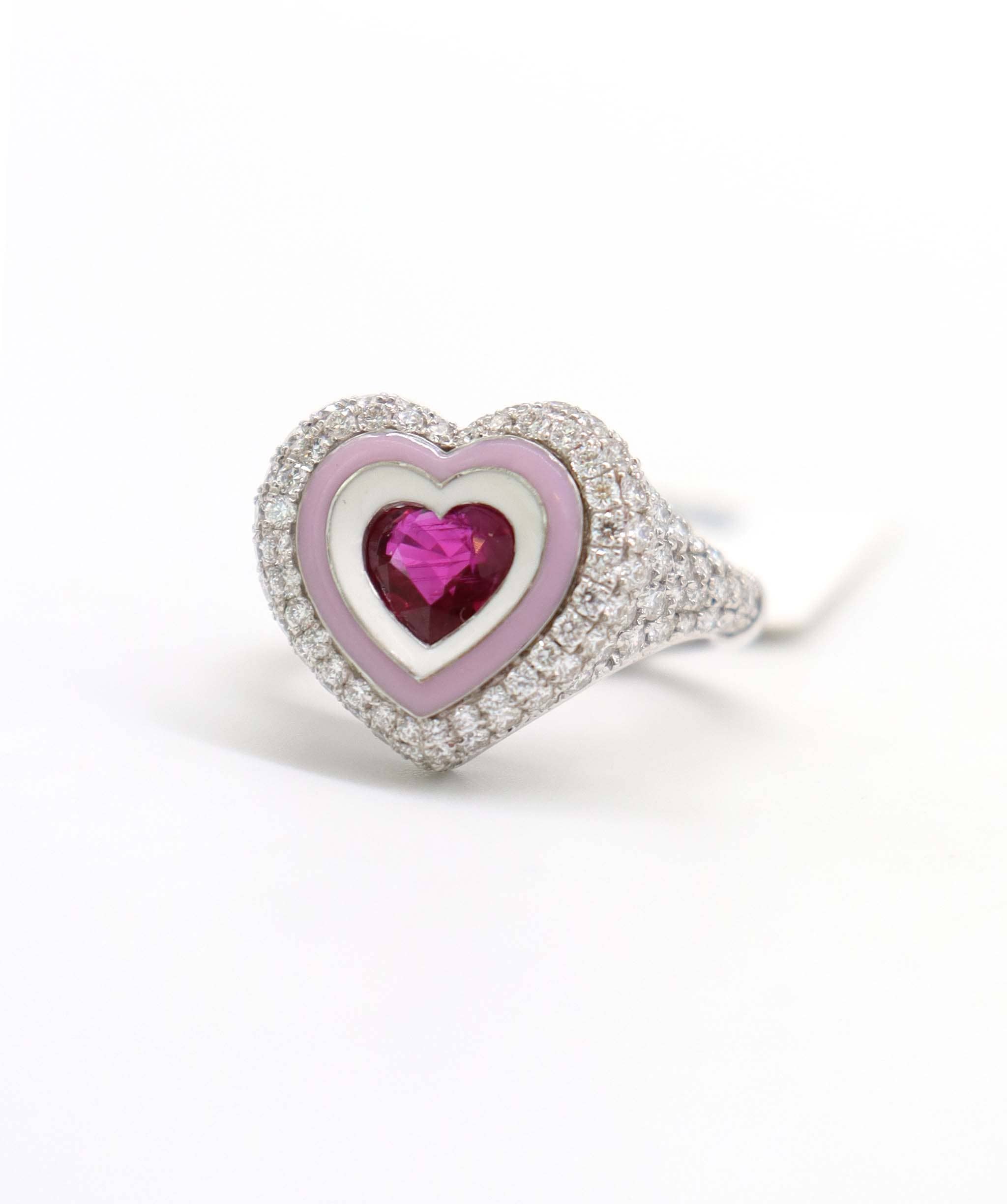 Luxury Promise KAMYEN 1.29CT BUBBLEGUM HEART PINKY Ring R-AC86K