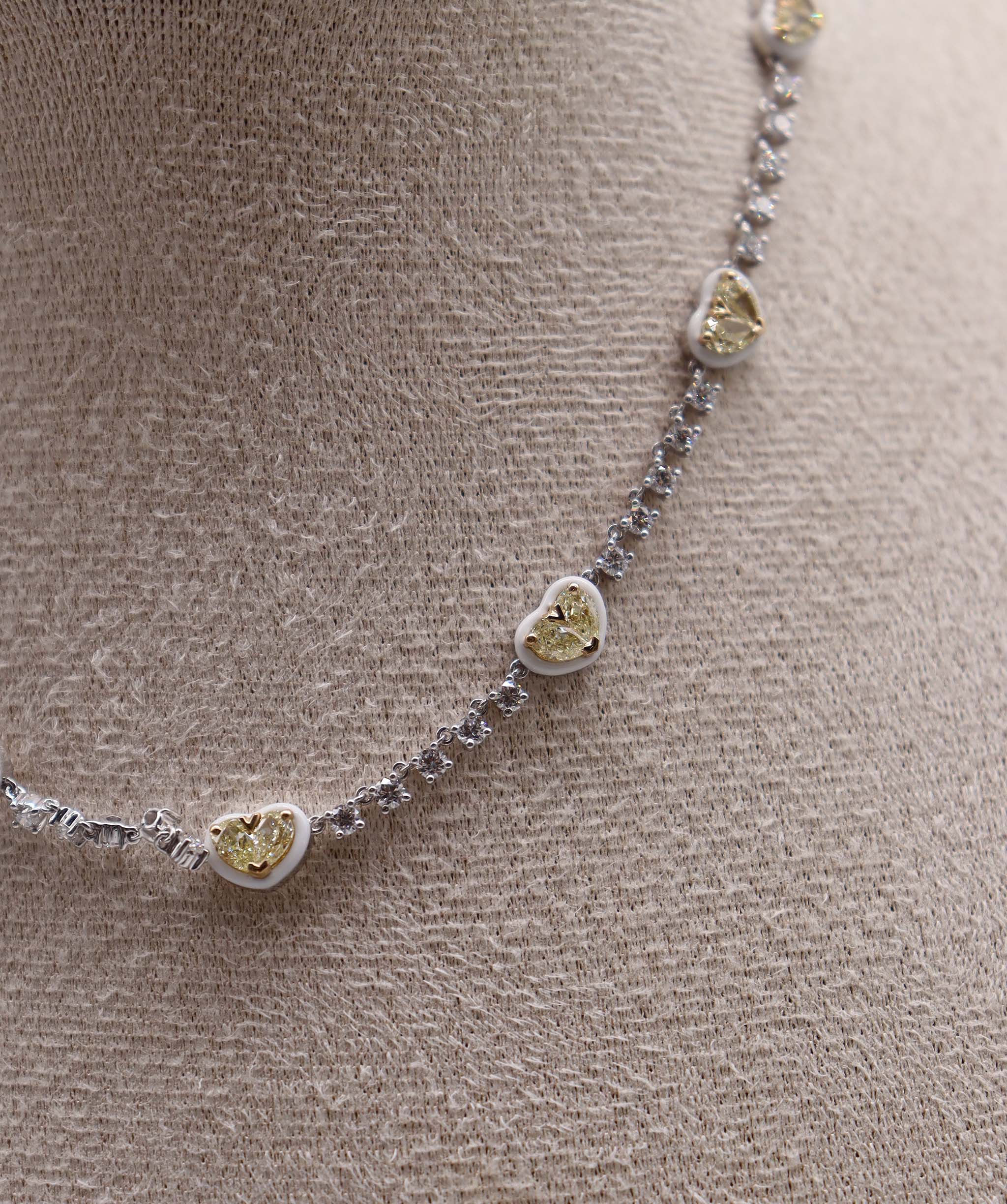 Luxury Promise KAMYEN 5.19CT TWIN YELLOW HEART CHOKER Pendant P-F50K