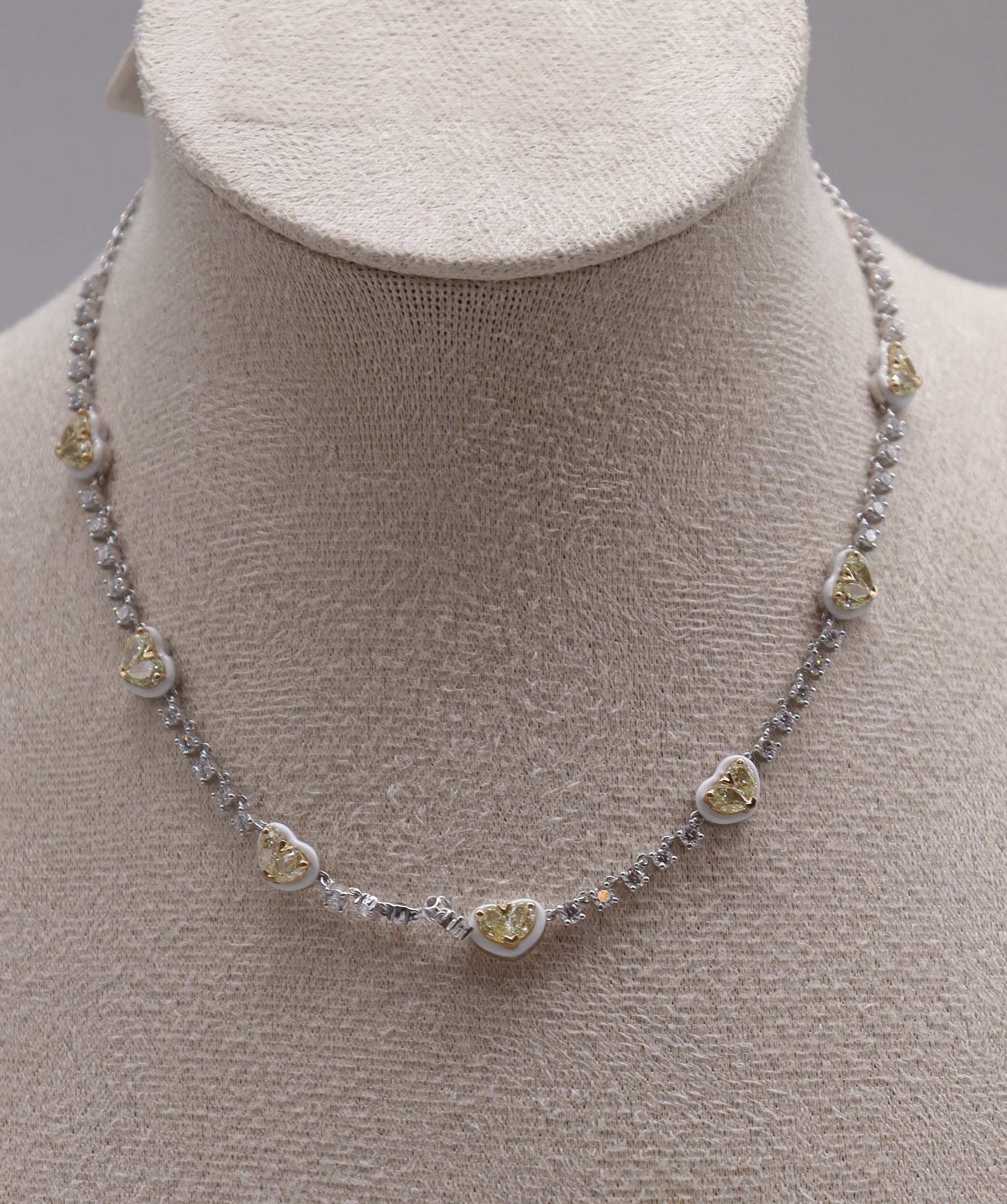 Luxury Promise KAMYEN 5.19CT TWIN YELLOW HEART CHOKER Pendant P-F50K