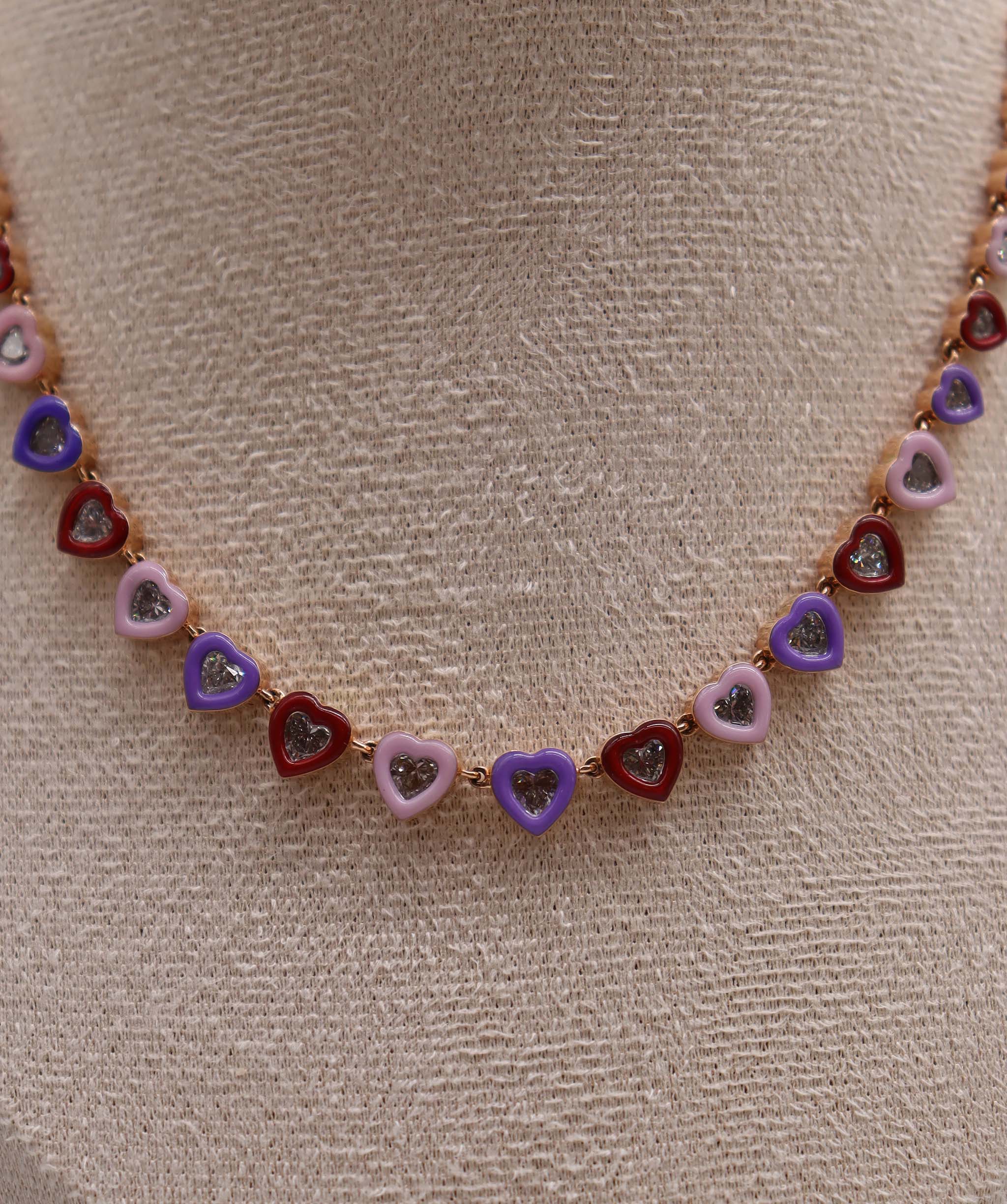 Luxury Promise KAMYEN 7.31CT HEART DIAMOND CHOKER Necklace NK-C72K